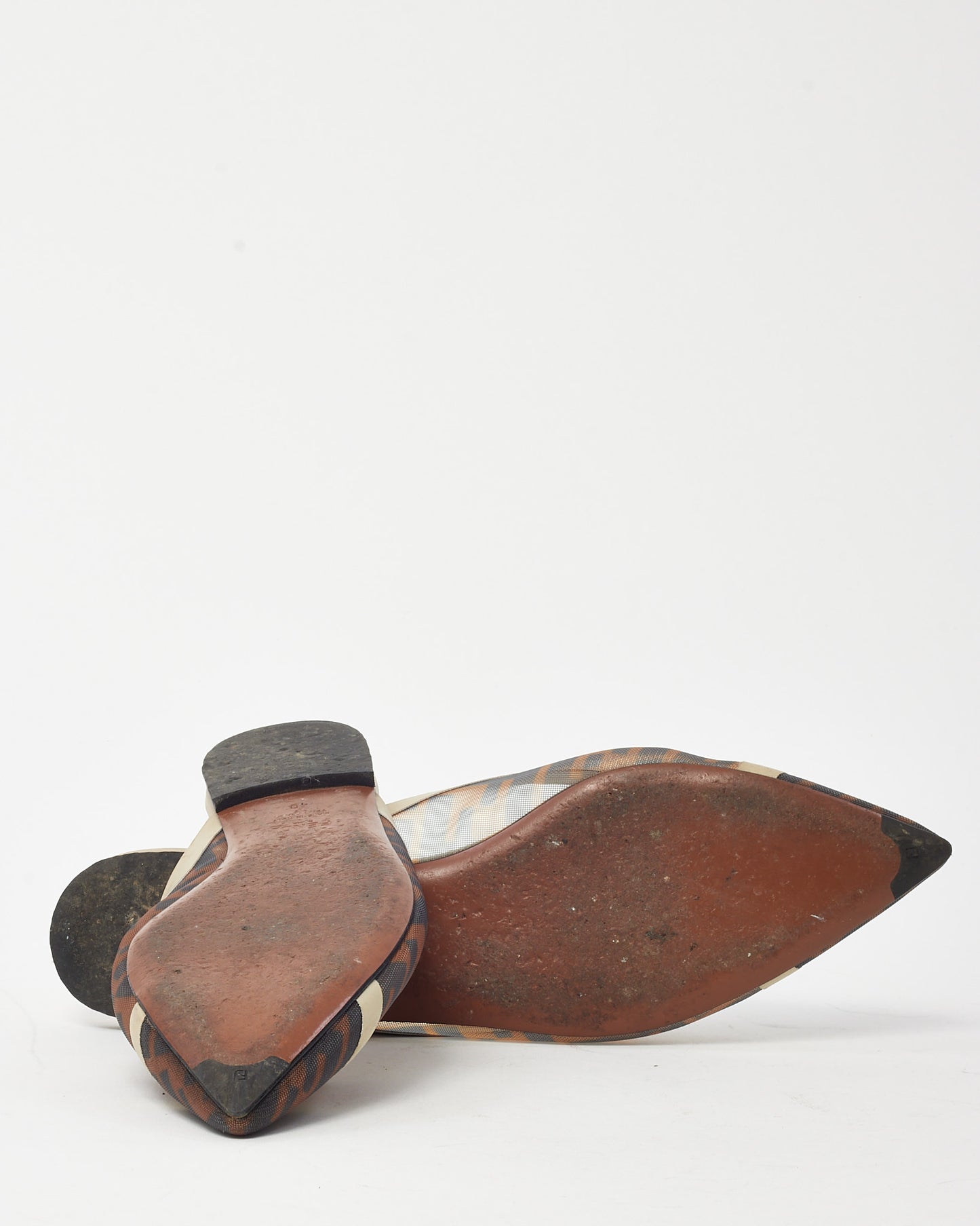 Fendi Brown FF Zucca Mesh Pointed Toe Flat Mules - 40