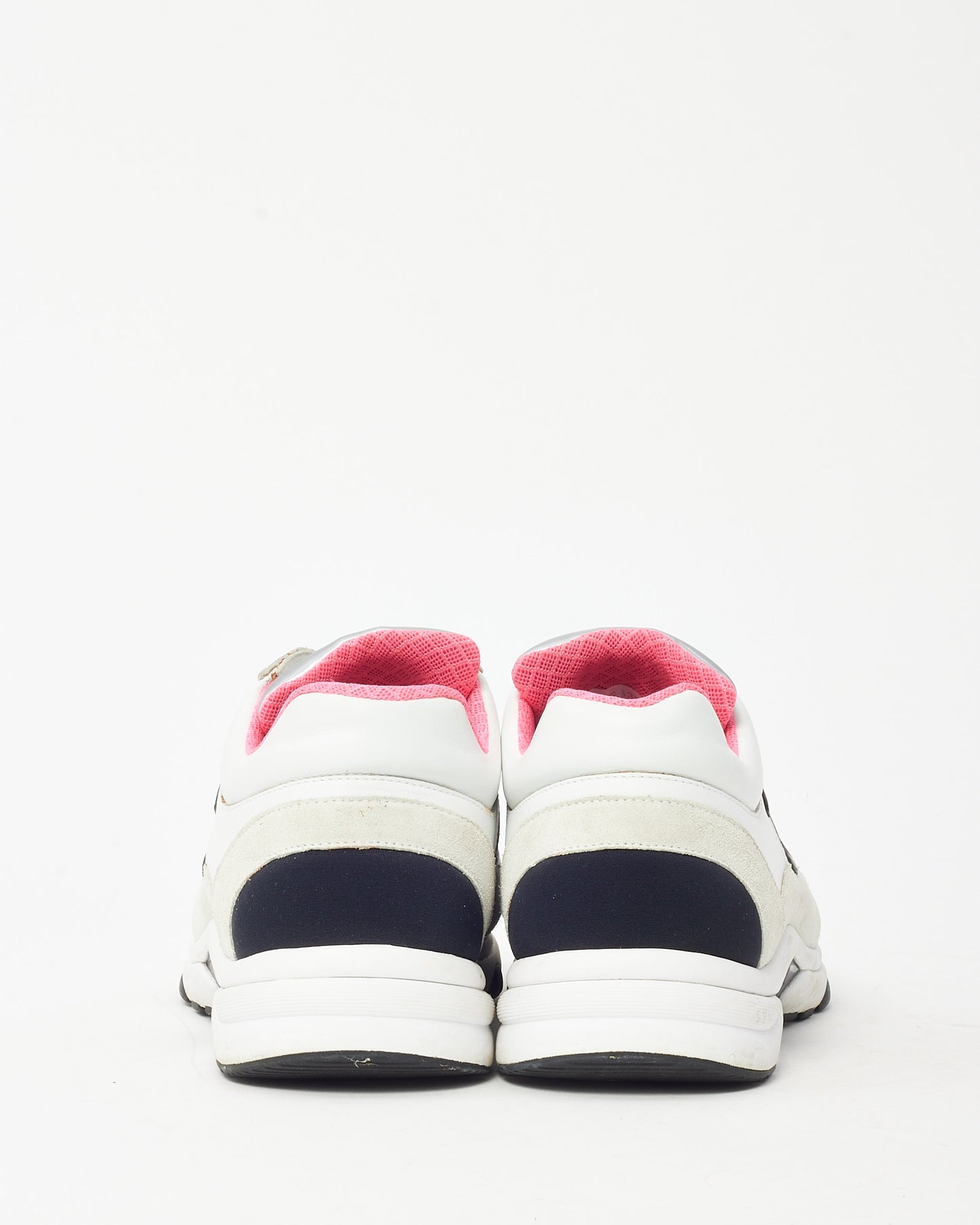 Chanel Grey/Silver/Black/White Pink Suede and Leather CC Logo Sneakers - 39