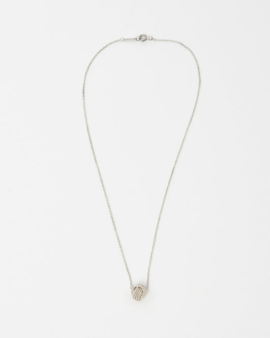 Tiffany & Co. Silver Mesh Knot Ball Pendant Necklace