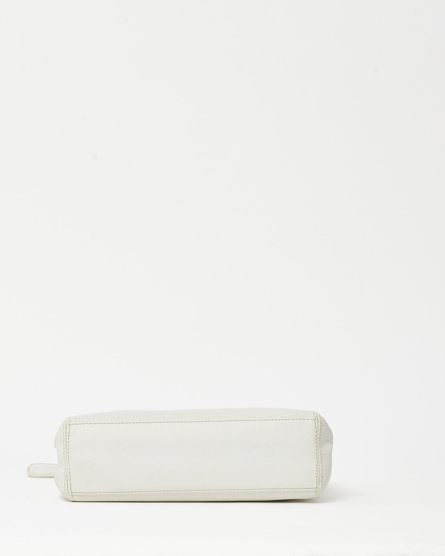 Chanel Vintage White Caviar Leather CHANEL Logo Chain Shoulder Bag