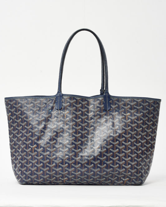Goyard Navy Blue Goyardine Coated Canvas Saint Louis PM Tote Bag with Pouch