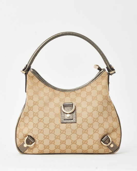 Gucci Beige and Brown GG Monogram Canvas Abbey D-Ring Shoulder Bag