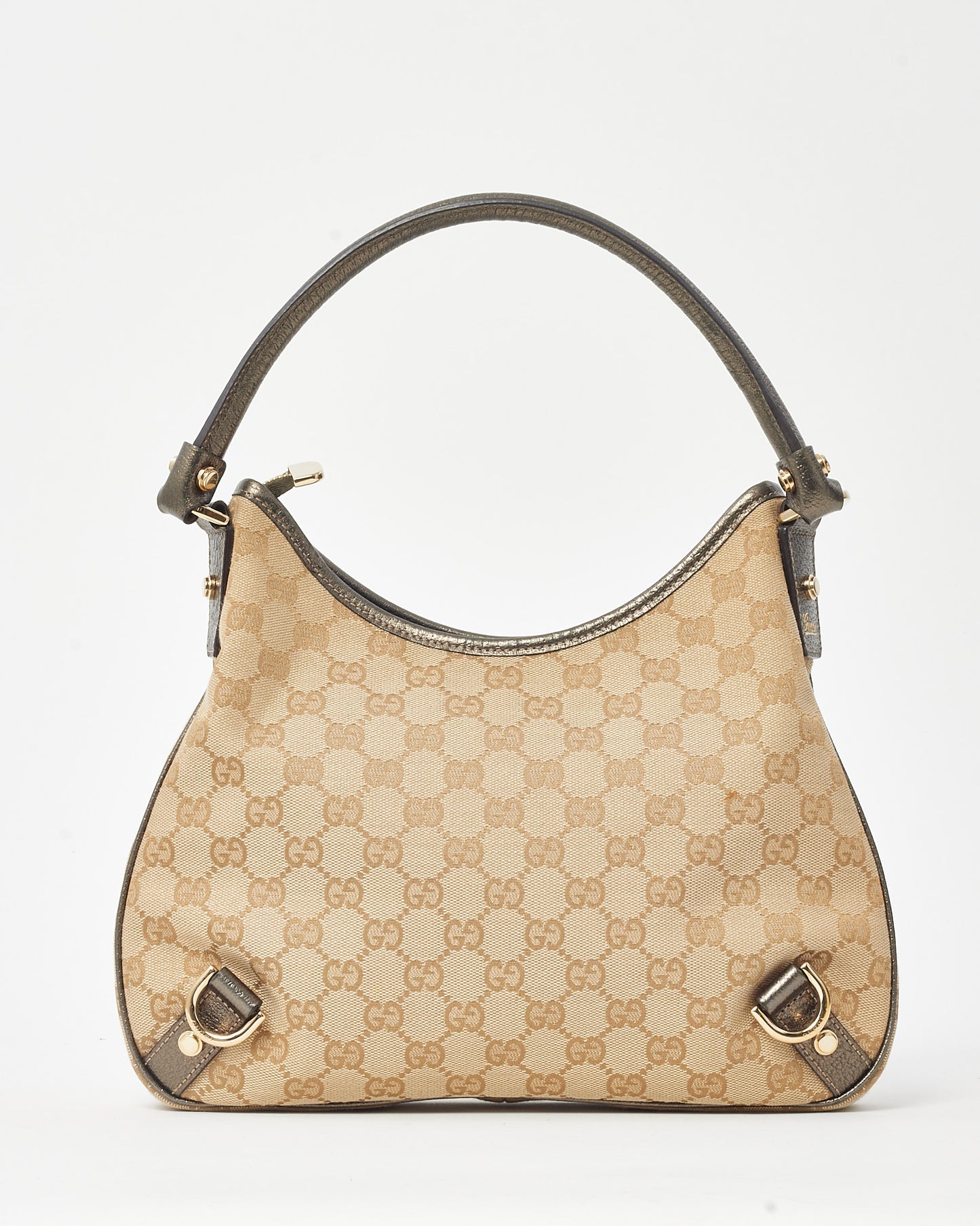 Gucci Beige and Brown GG Monogram Canvas Abbey D-Ring Shoulder Bag