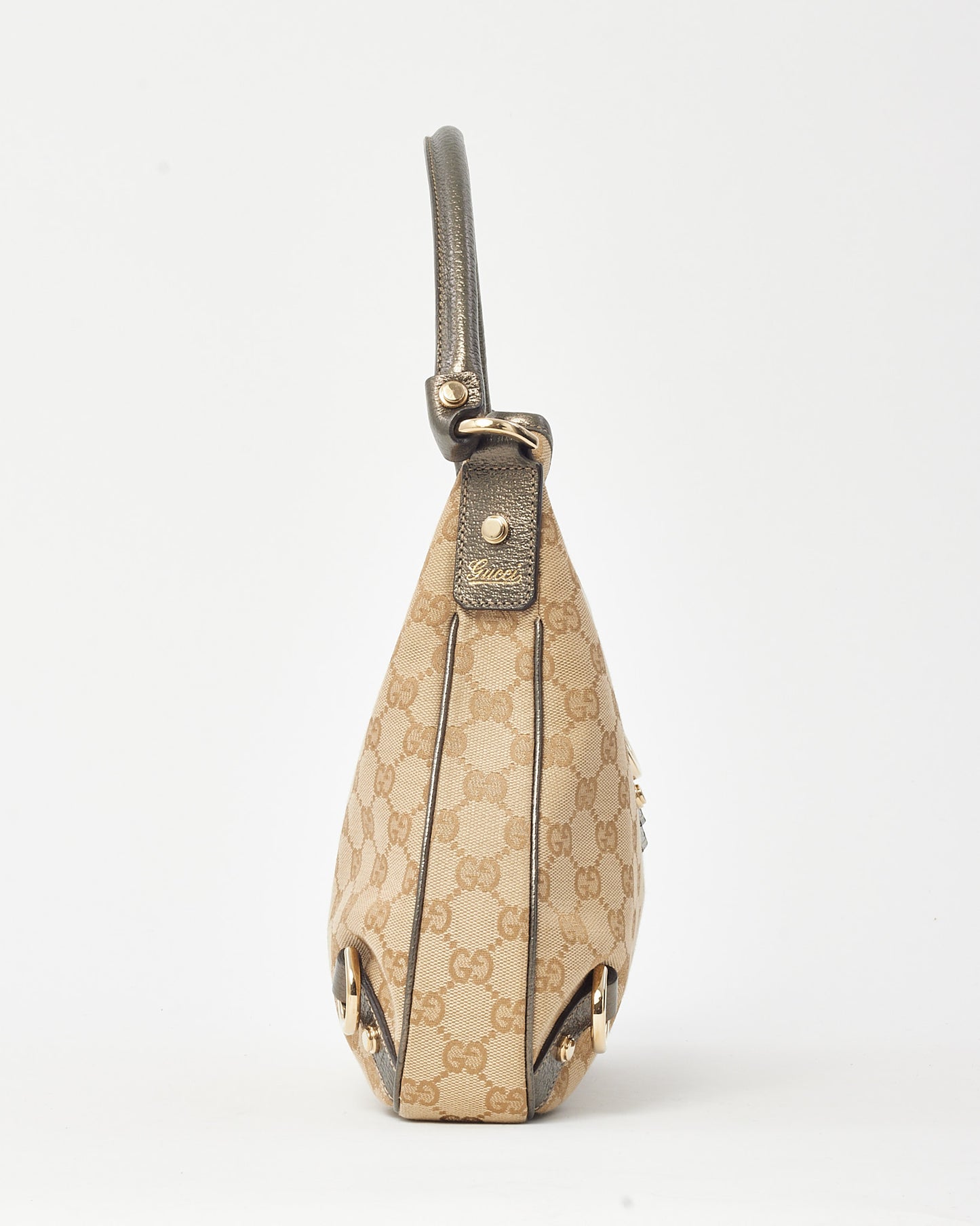 Gucci Beige and Brown GG Monogram Canvas Abbey D-Ring Shoulder Bag