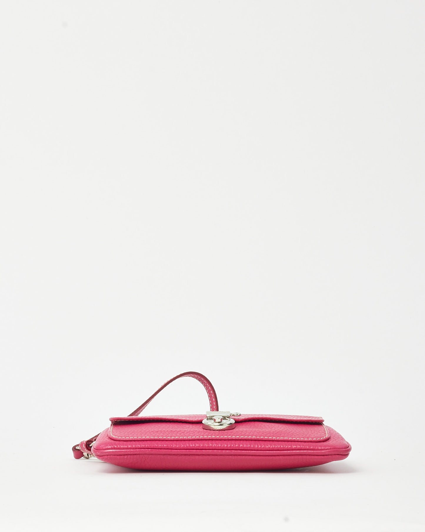 Burberry Pink Grained Leather SHW Push Lock Clasp Wristlet Clutch