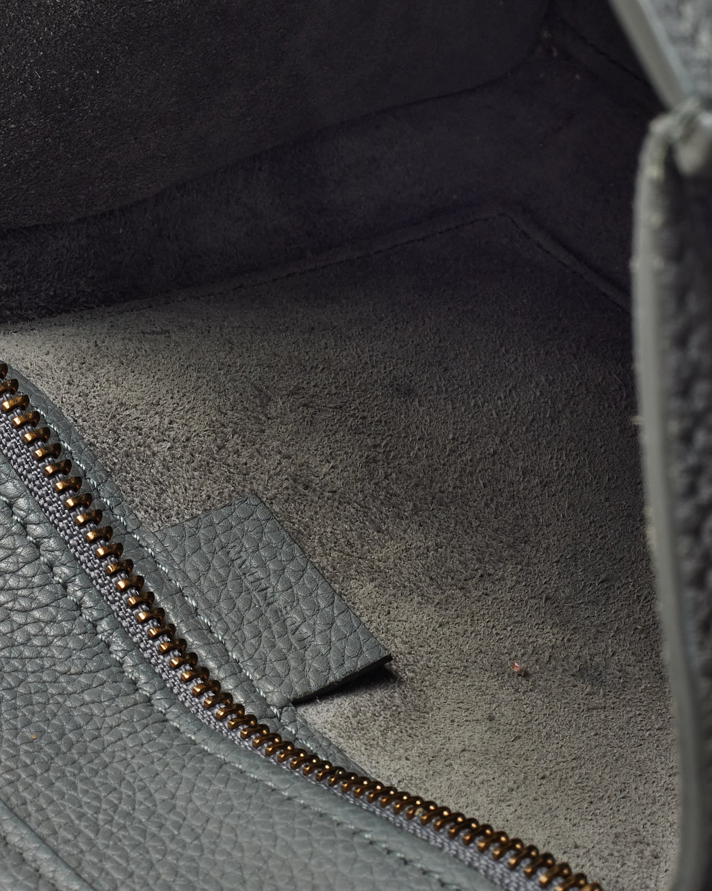 Celine Grey Drummed Leather Nano Luggage Bag with Strap