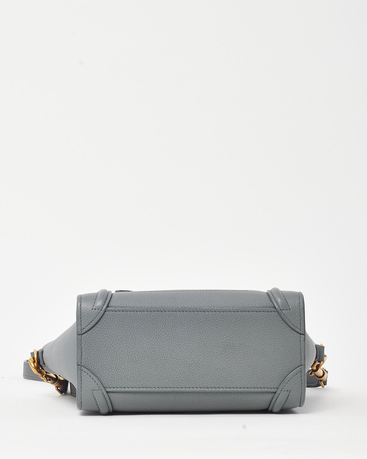 Celine Grey Drummed Leather Nano Luggage Bag with Strap