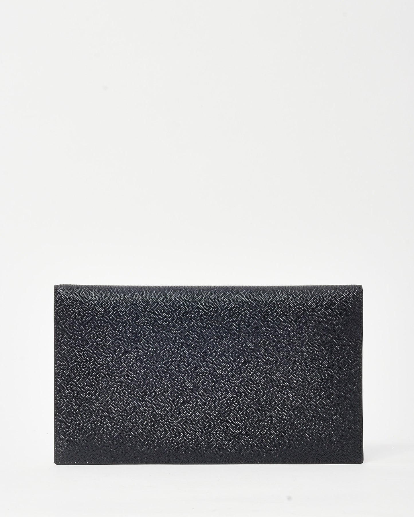 Saint Laurent Black Grained Leather GHW YSL Uptown Clutch