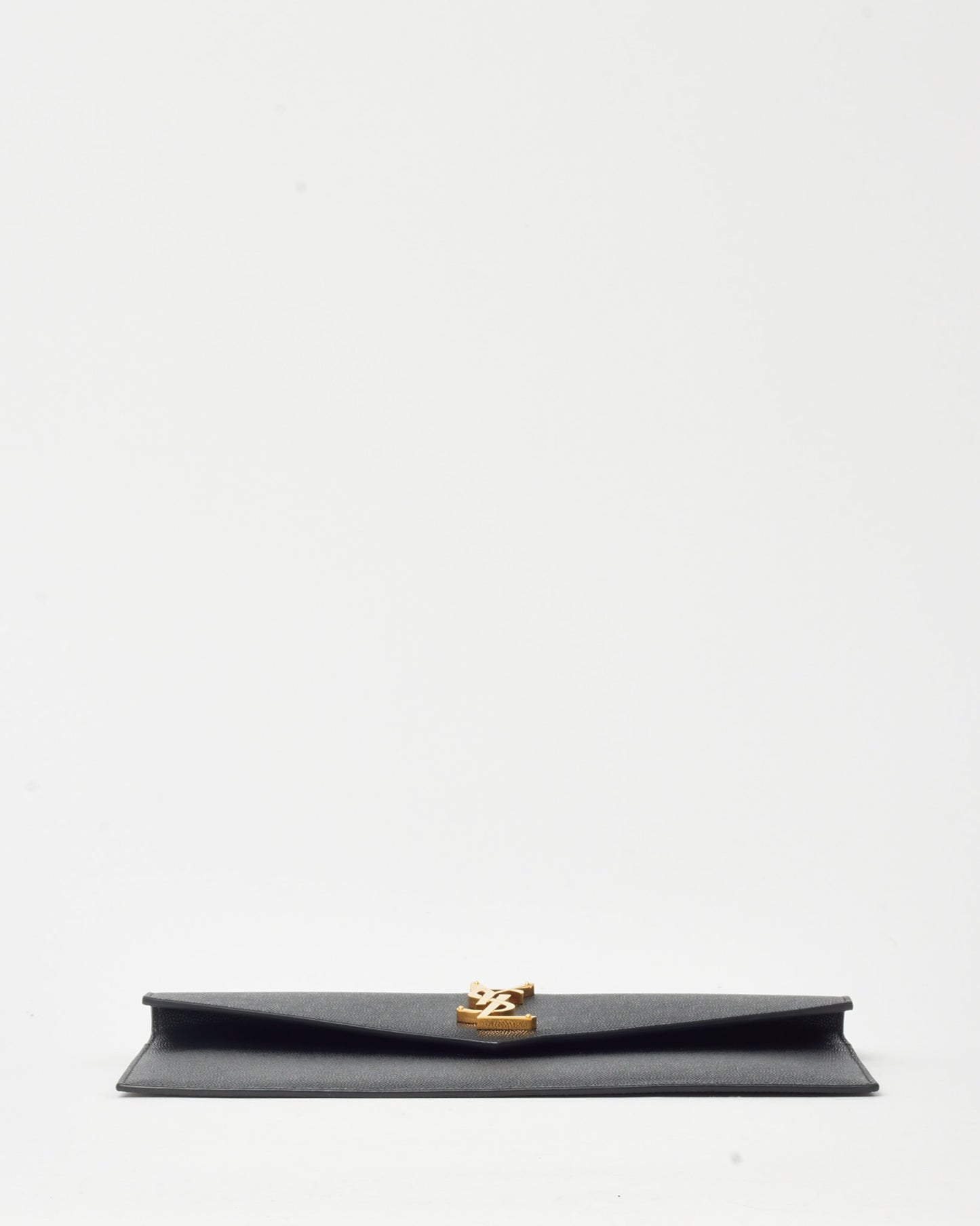 Saint Laurent Black Grained Leather GHW YSL Uptown Clutch