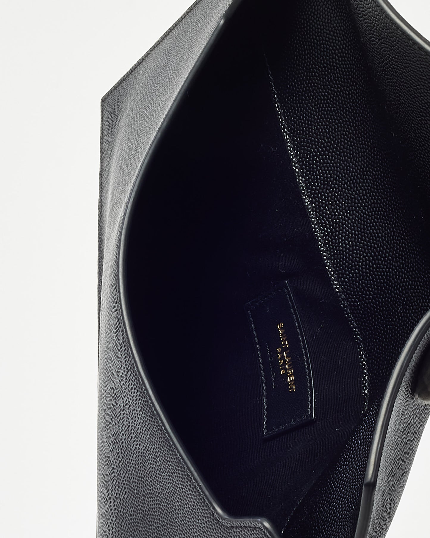 Saint Laurent Black Grained Leather GHW YSL Uptown Clutch