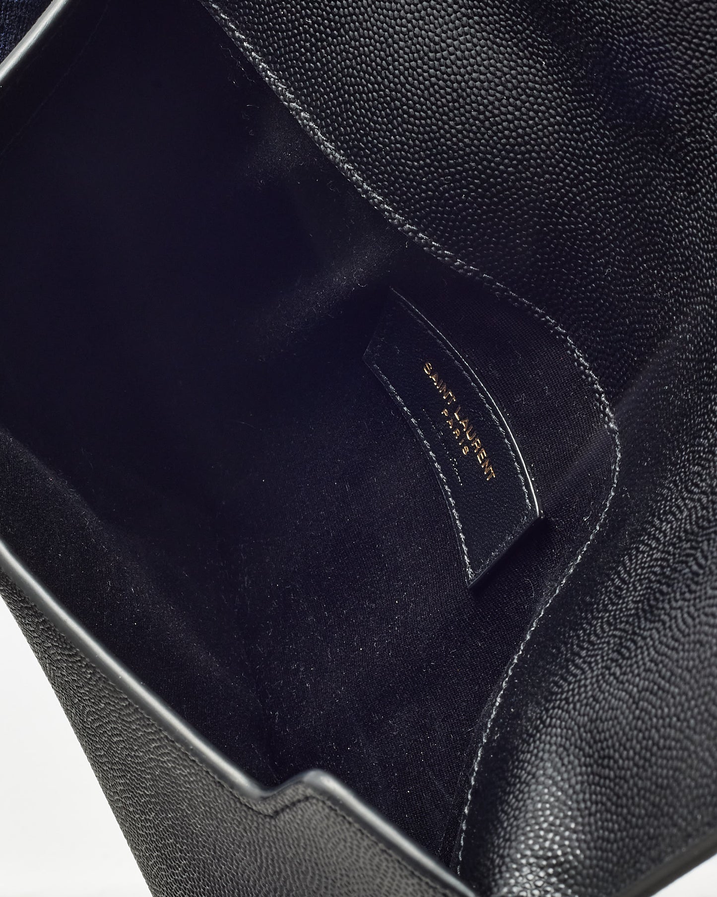 Saint Laurent Black Grained Leather GHW YSL Uptown Clutch