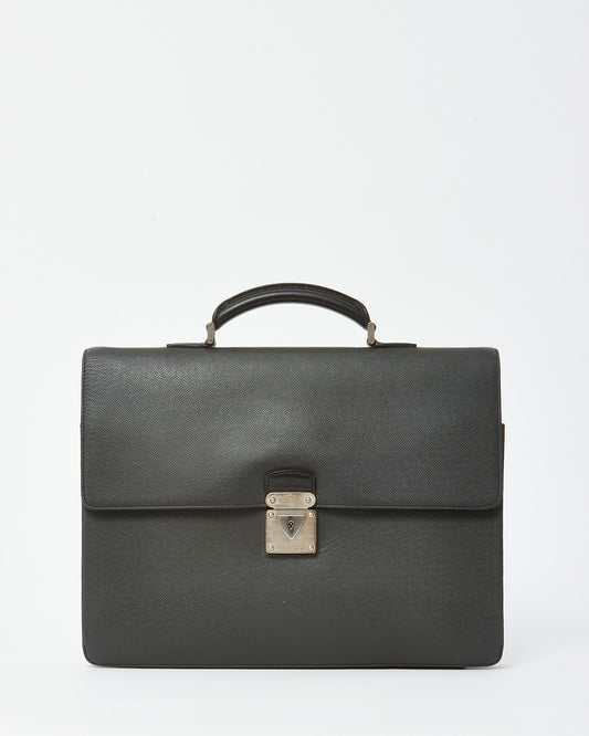 Louis Vuitton Black Taiga Leather Neo Robusto 2 Compartment Briefcase SHW