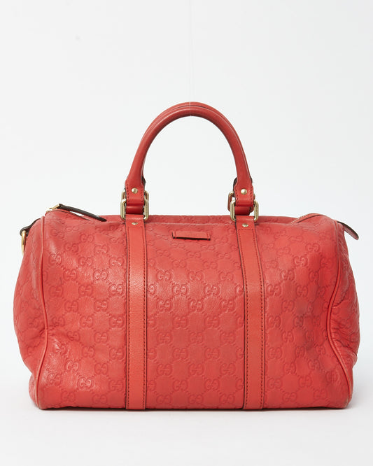Gucci Red Monogram Guccissima Leather Medium Joy Boston Bag