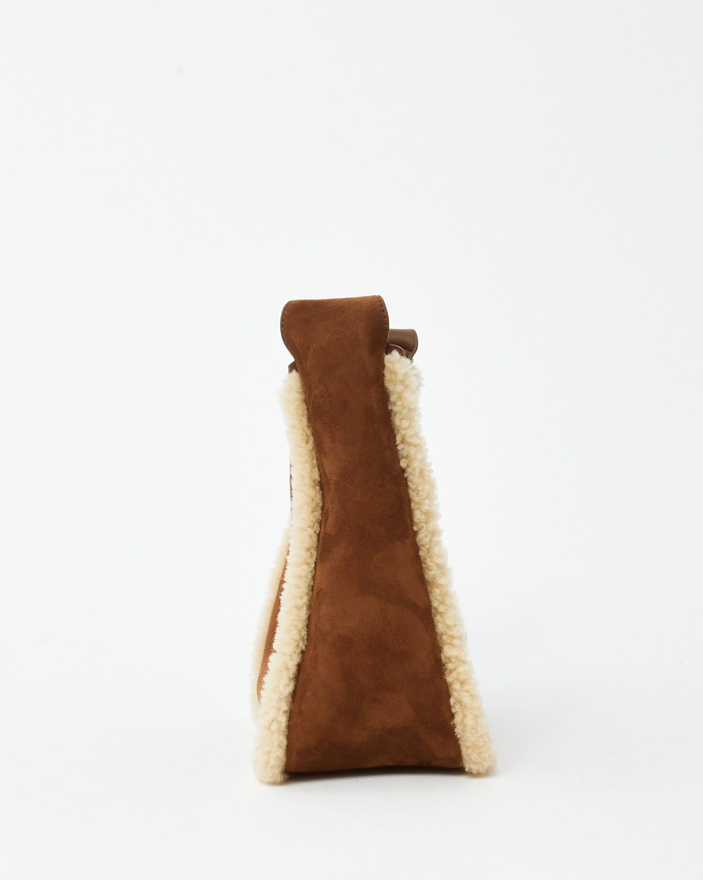 Saint Laurent Brown Suede and Shearling 5 a 7 Small Soft Hobo Shoulder Bag