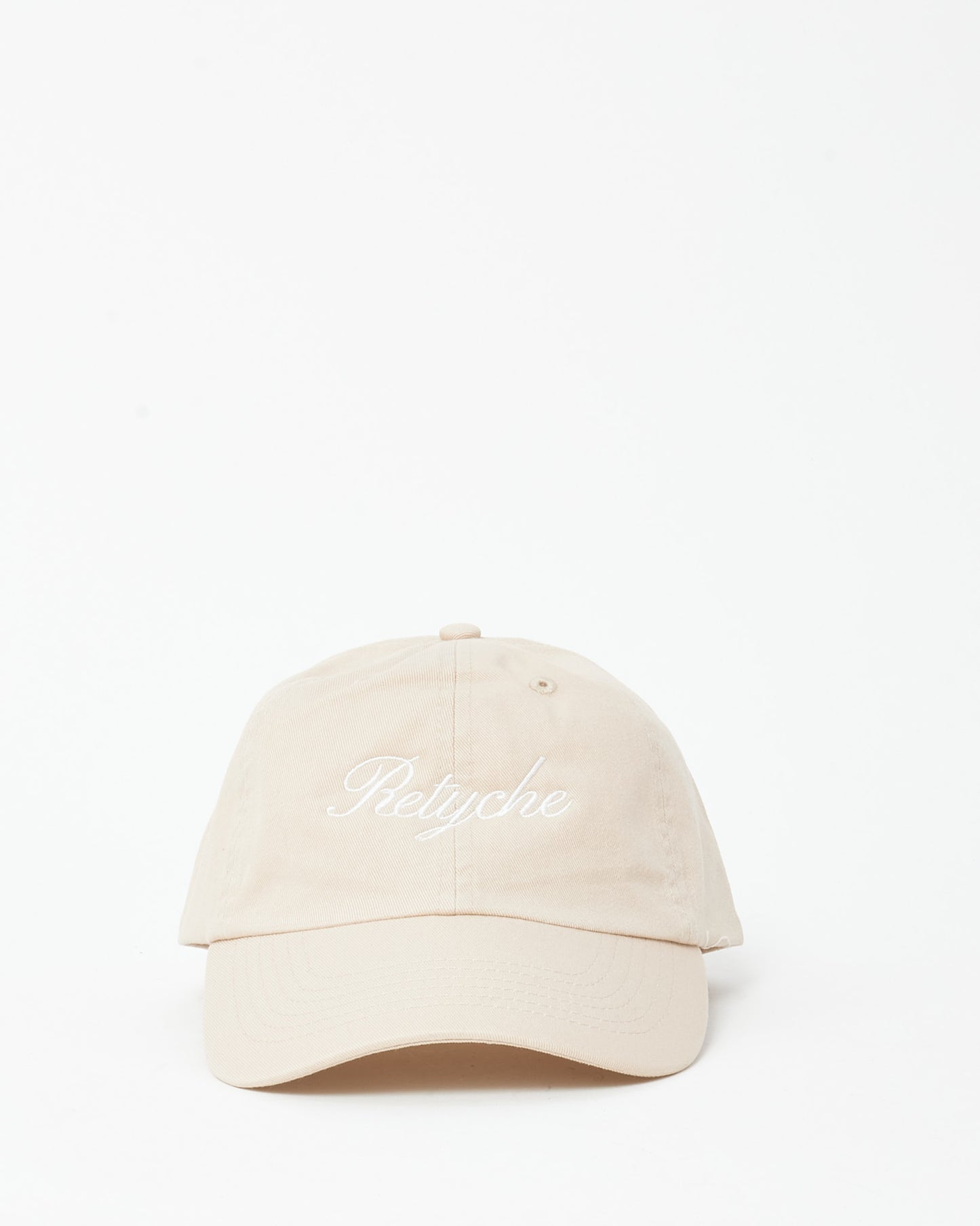 Retyche Beige & White Cursive Logo Baseball Cap - O/S