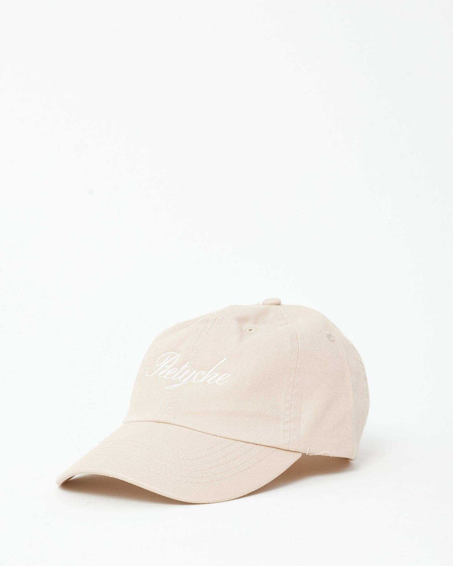 Retyche Beige & White Cursive Logo Baseball Cap - O/S