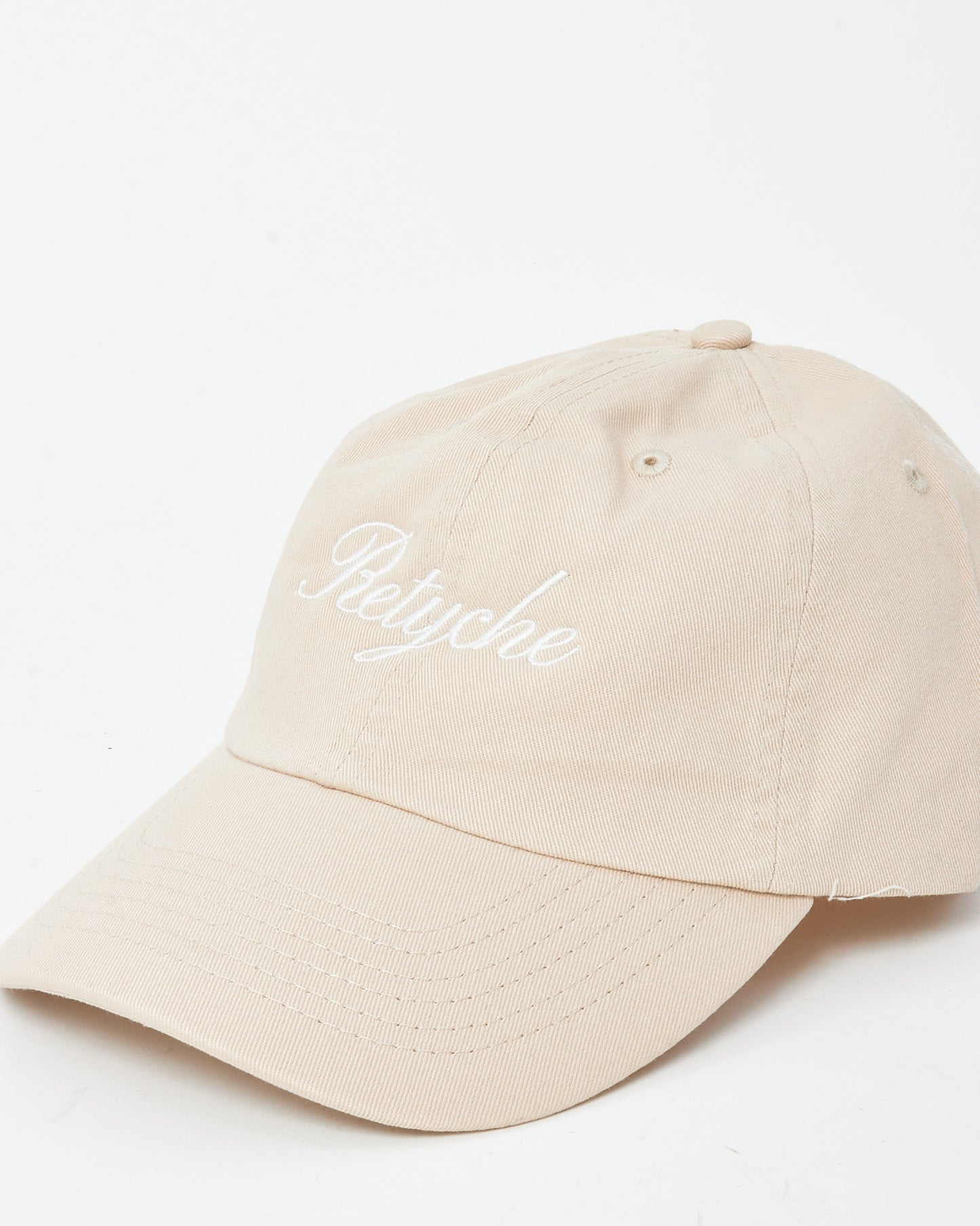 Retyche Beige & White Cursive Logo Baseball Cap - O/S
