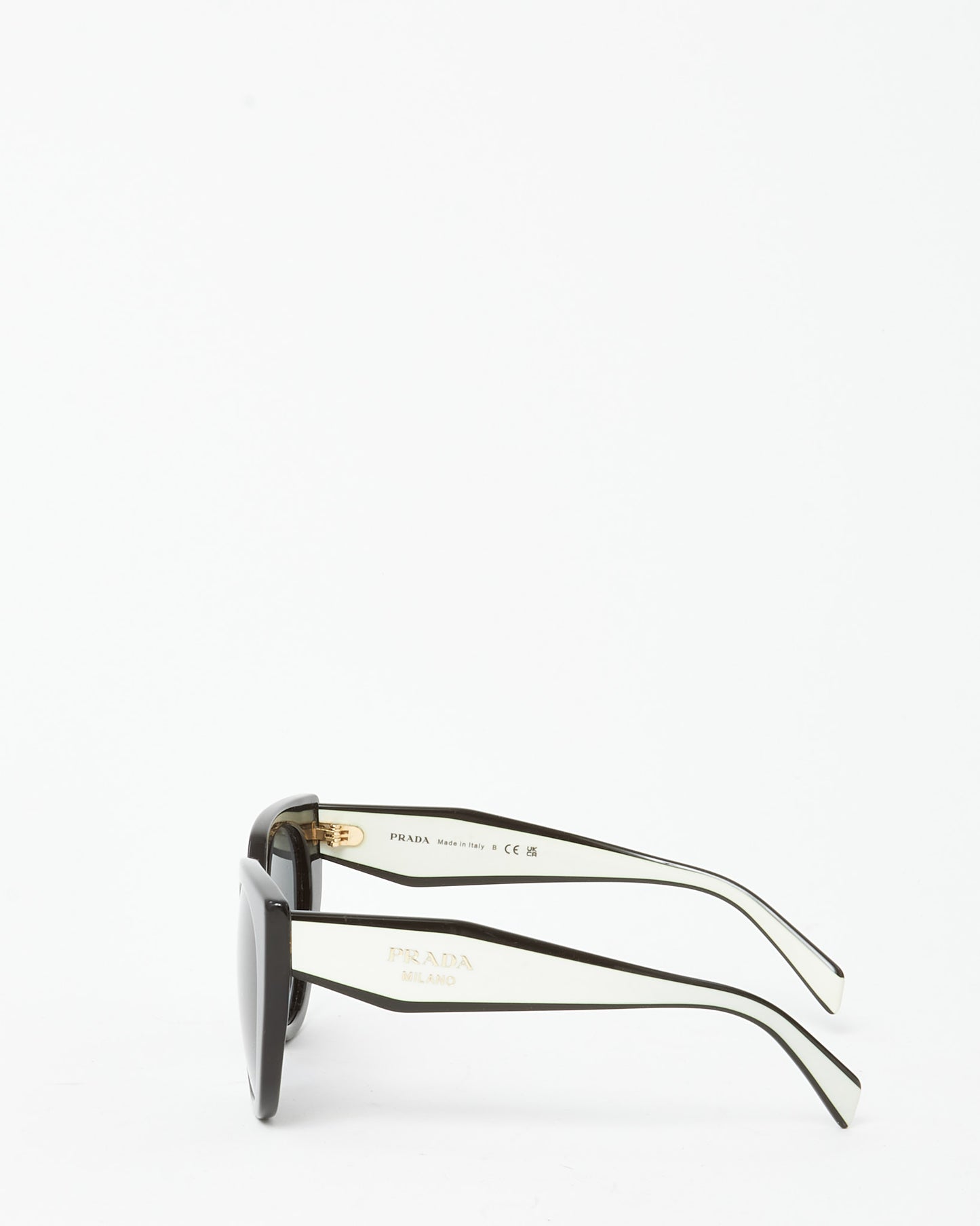 Prada Black and White Logo SPR14WS Oversized Cat Eye Sunglasses