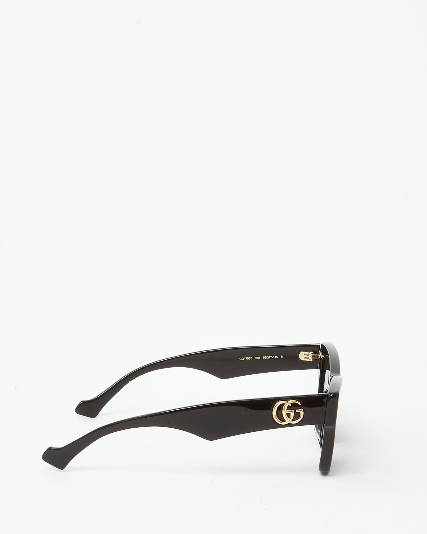 Gucci Black Acetate GG1753S Gold GG Cat Eye Sunglasses