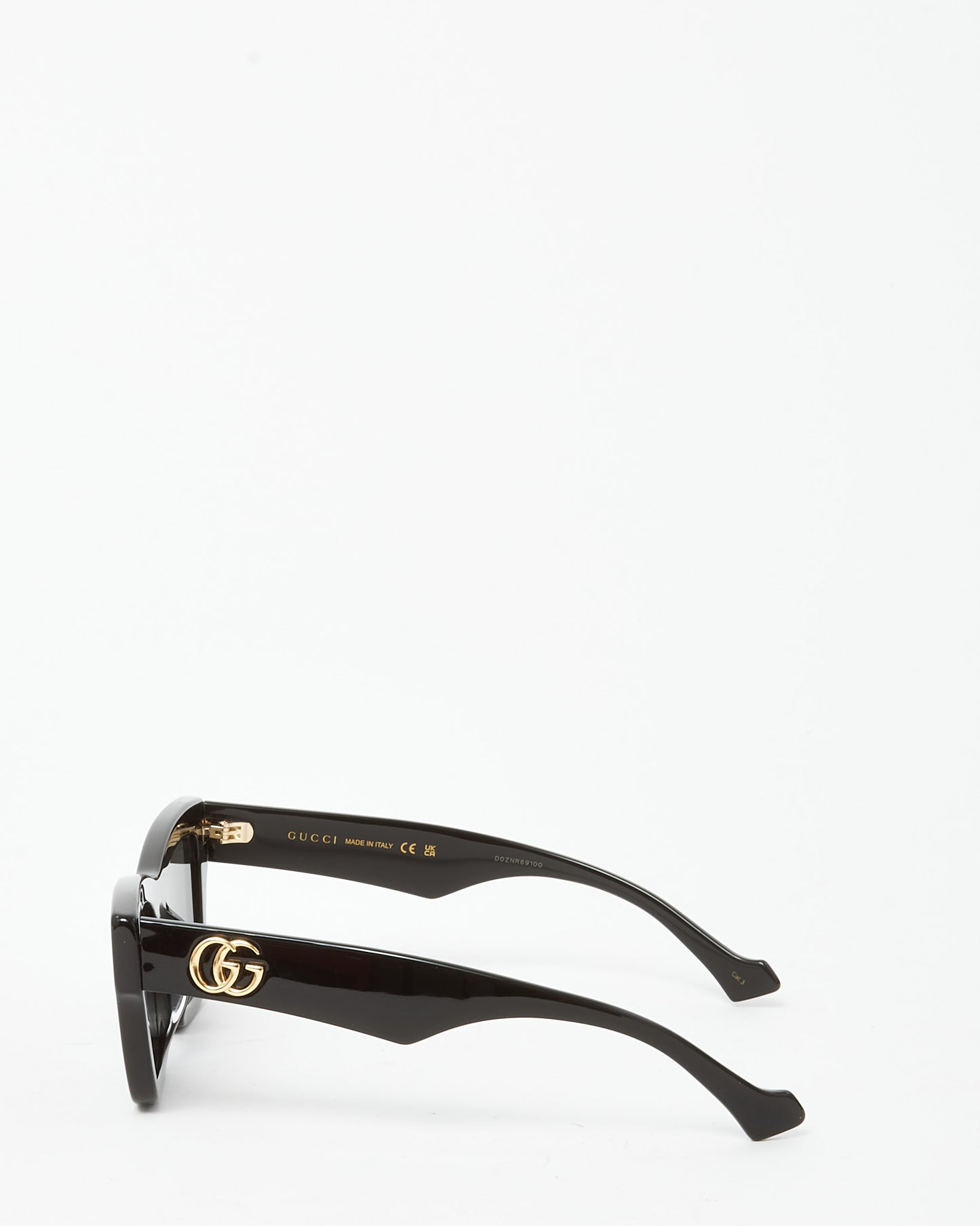 Gucci Black Acetate GG1753S Gold GG Cat Eye Sunglasses