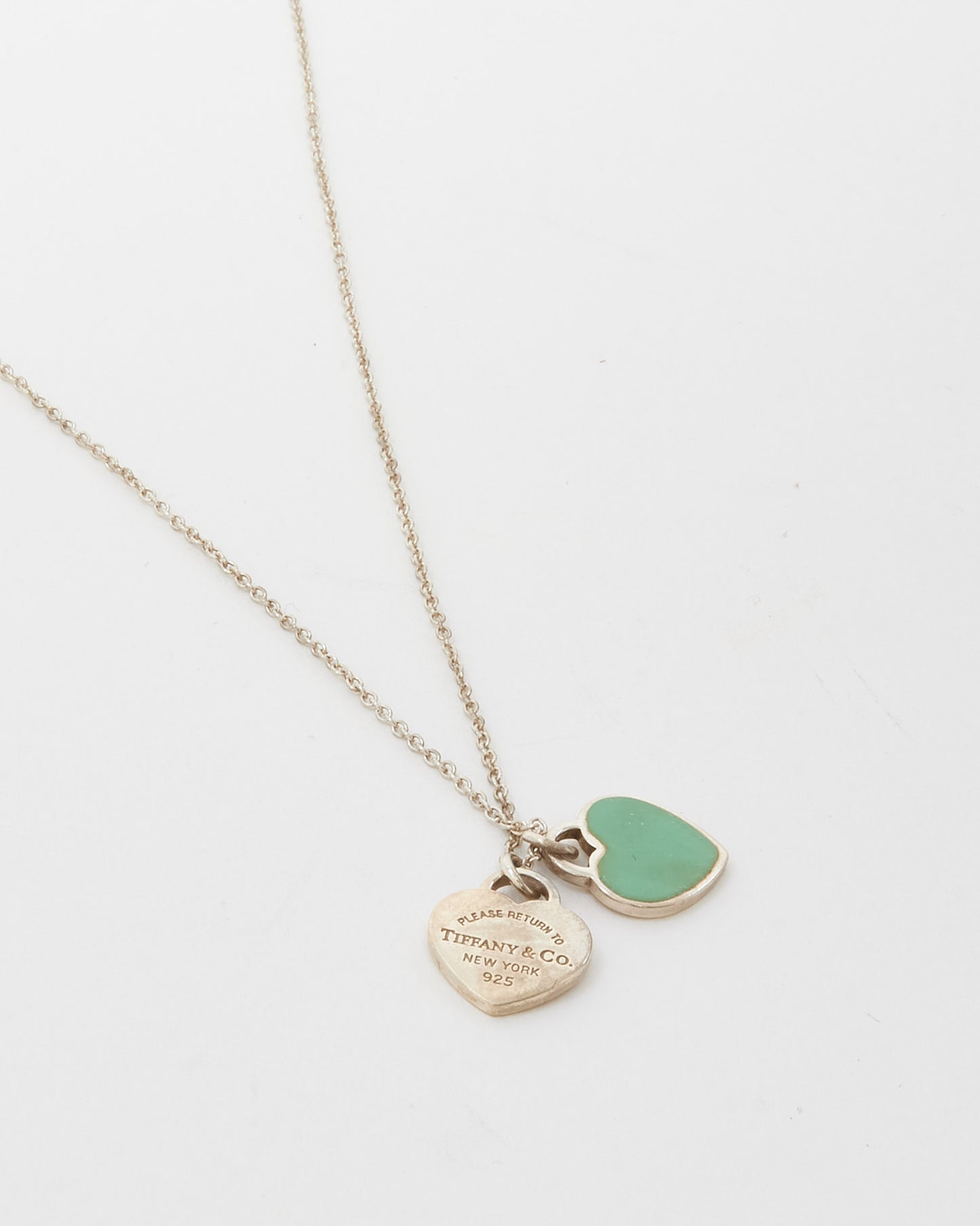 Tiffany & Co. Silver Mini Tiffany Blue Double Heart Tag Pendant Necklace