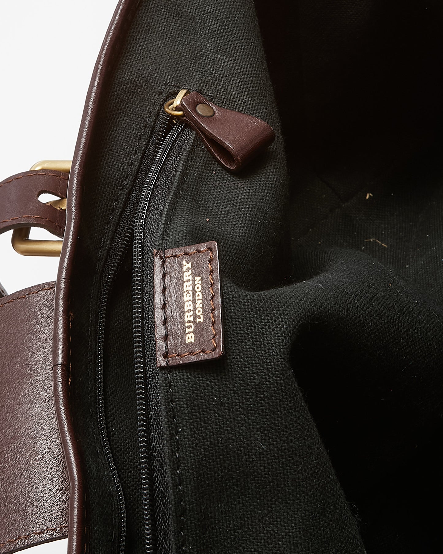 Burberry Brown Leather and Beige Haymarket Check Coated Canvas Front Buckle Shoulder Bag