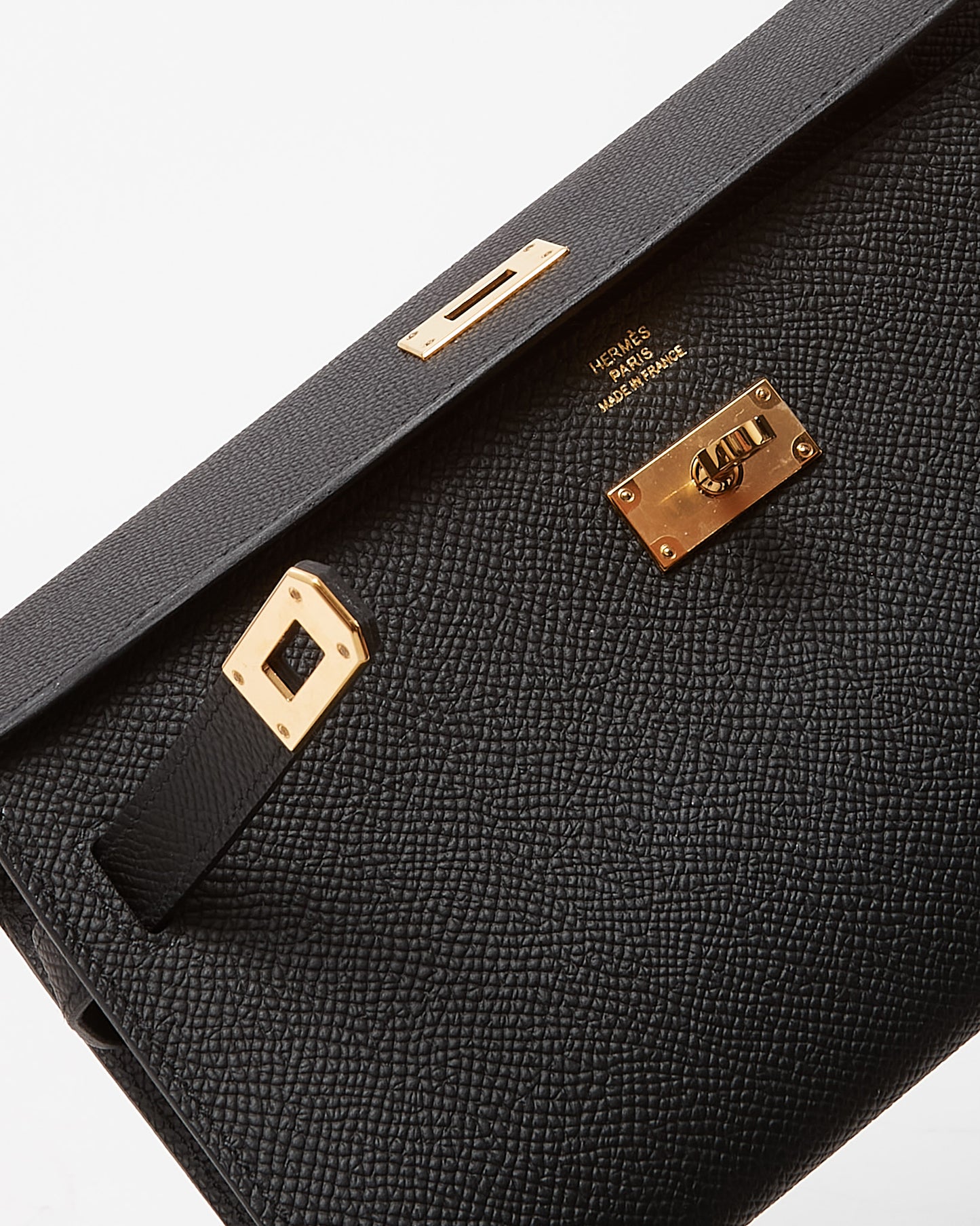 Hermès Black Epsom Leather GHW Kelly To Go Wallet Crossbody Bag