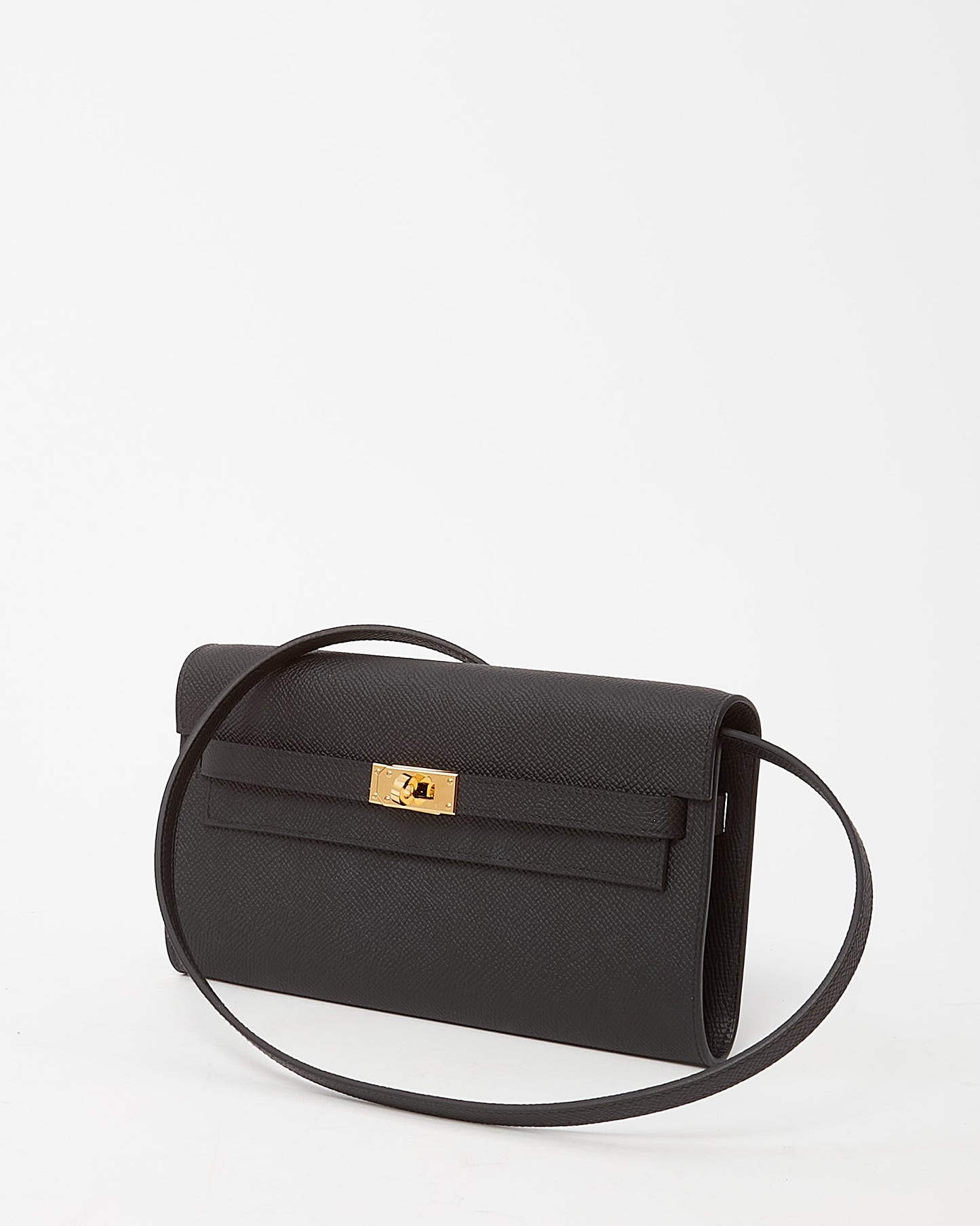 Hermès Black Epsom Leather GHW Kelly To Go Wallet Crossbody Bag