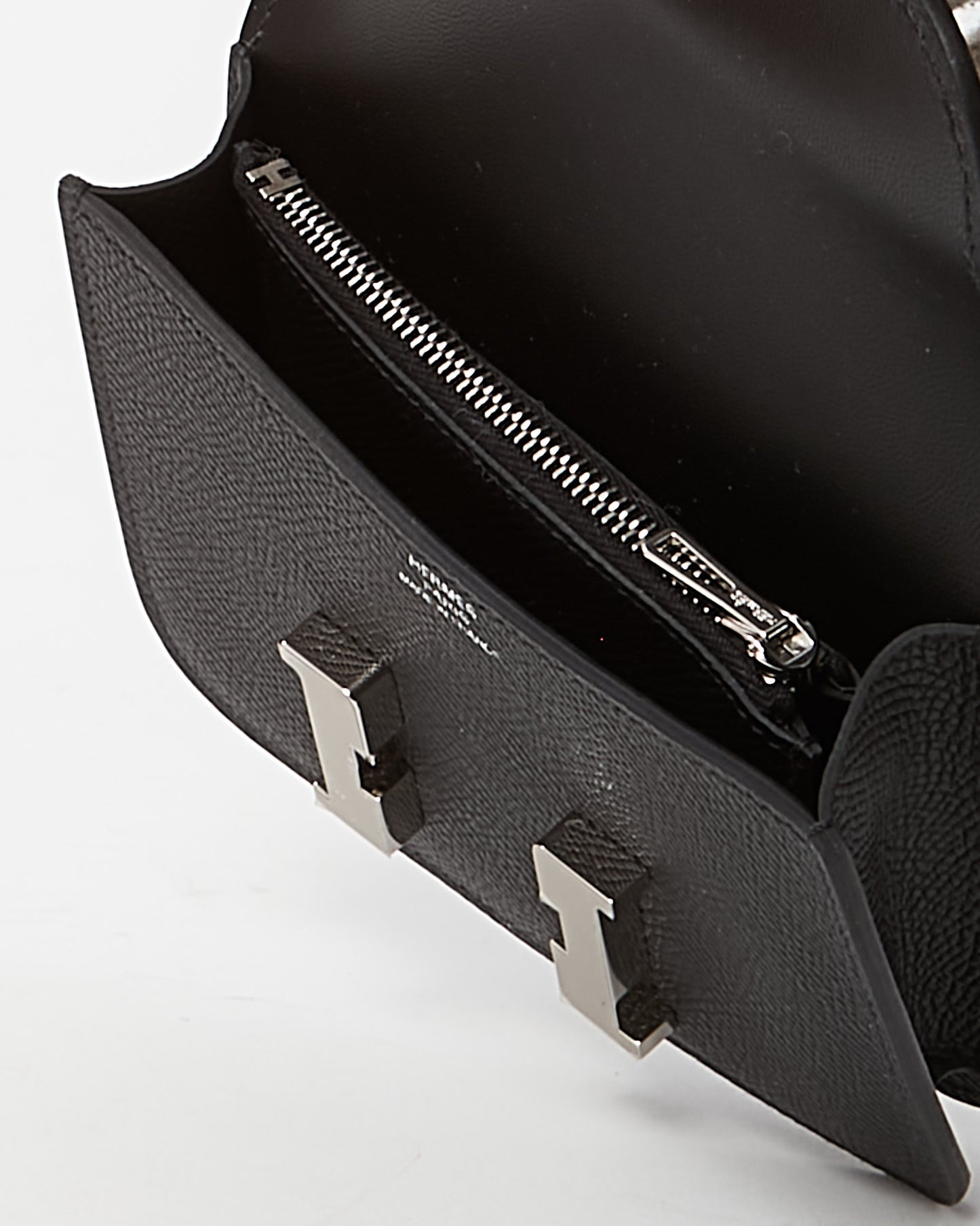 Hermès Black Epsom Leather Constance Slim Wallet PHW
