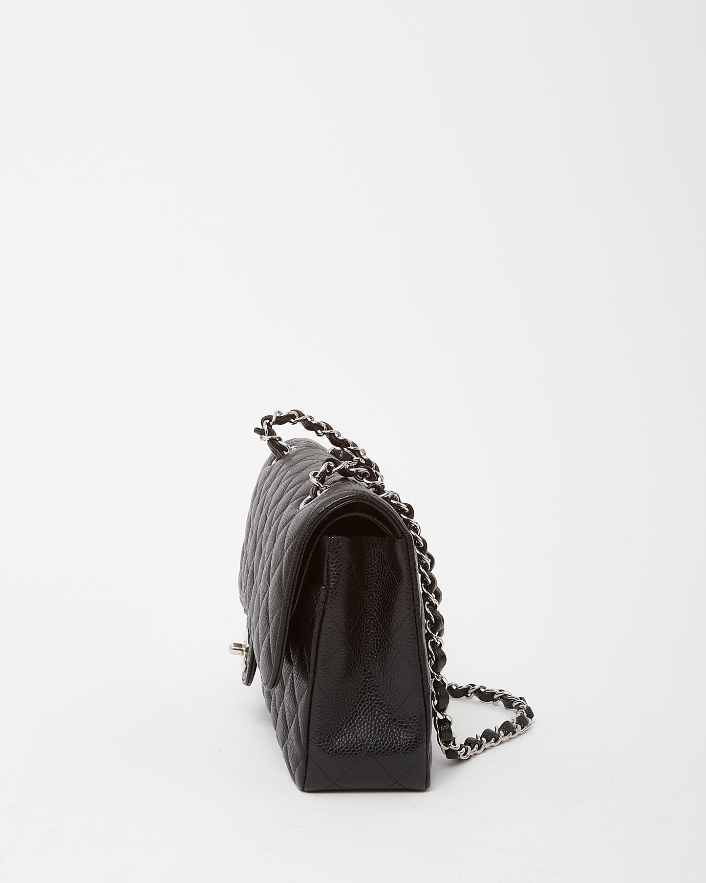 Chanel Black Quilted Caviar Leather Medium Classic Double Flap Bag SHW