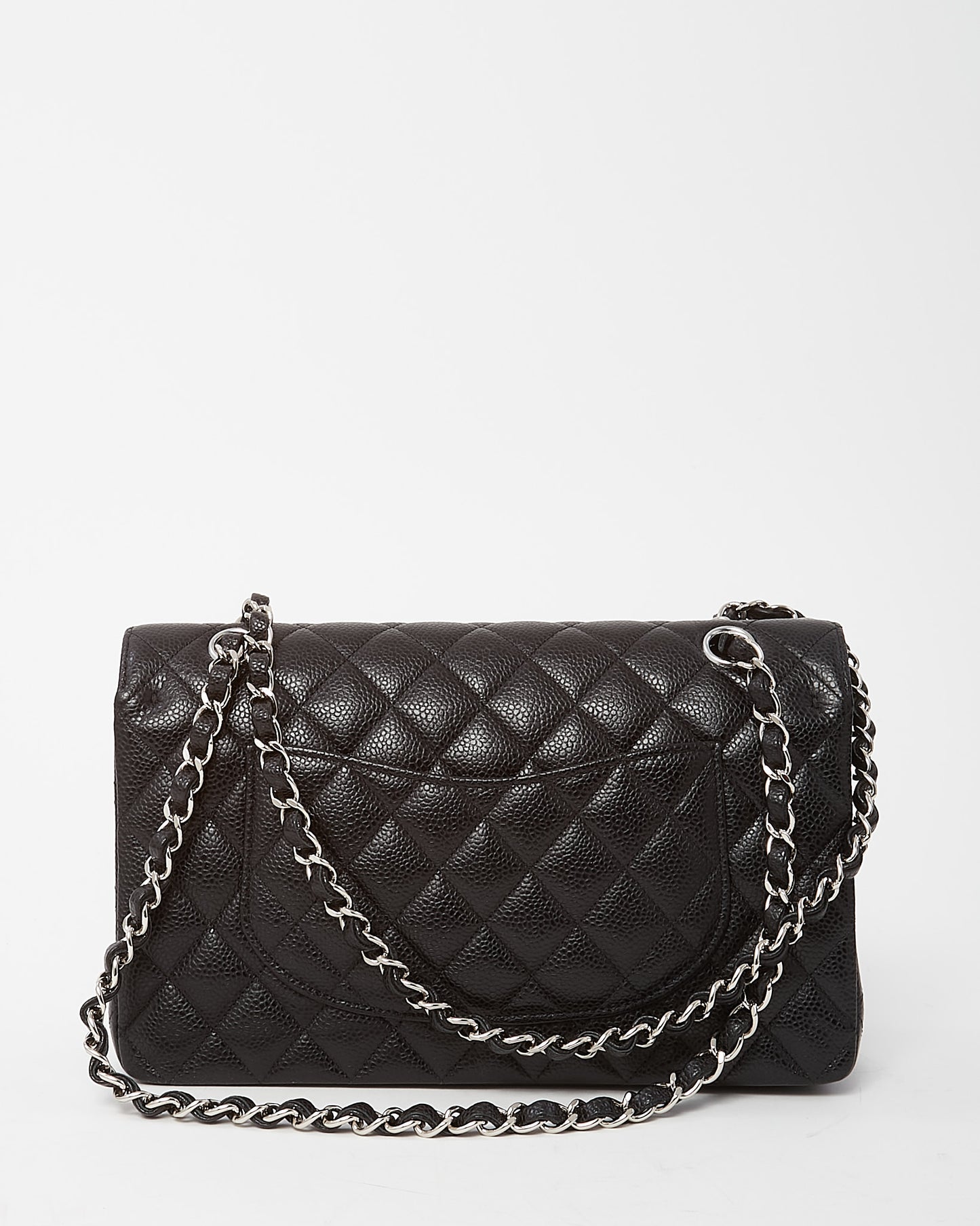 Chanel Black Quilted Caviar Leather Medium Classic Double Flap Bag SHW