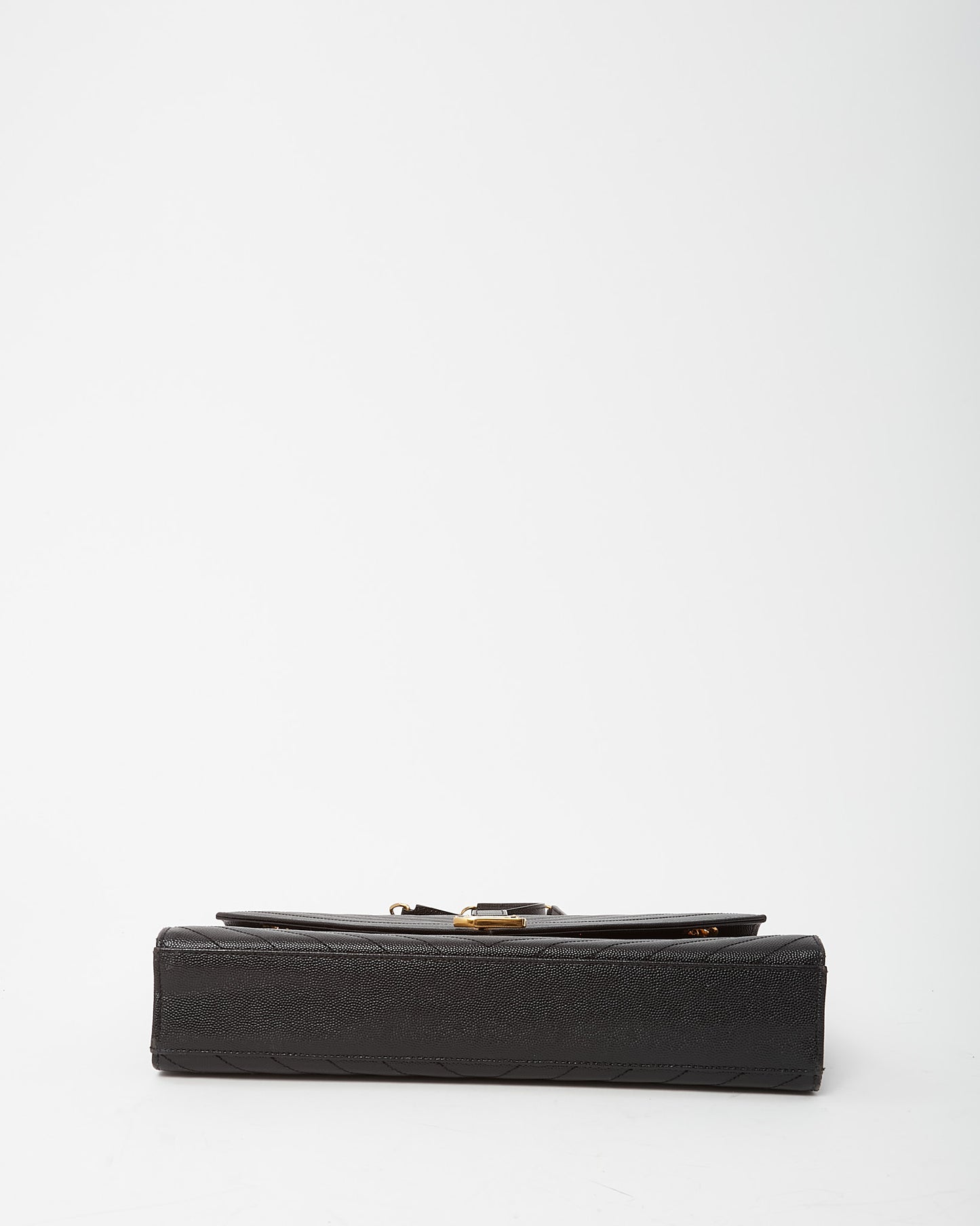 Saint Laurent Black Matelassé Chevron Leather YSL Monogram Large Envelope Flap Bag GHW