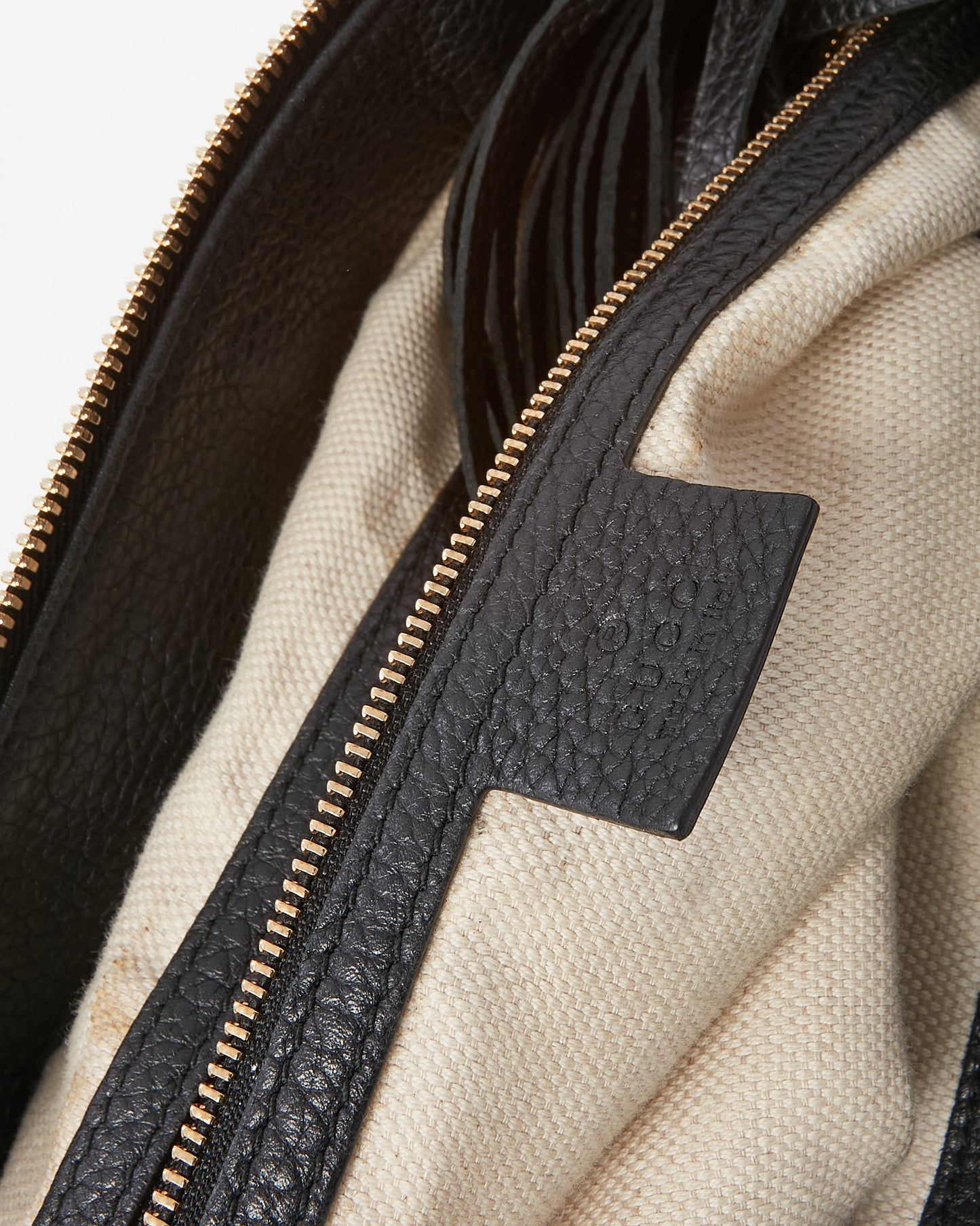 Gucci Black Pebbled Calfskin Large GG Soho Hobo Bag with Strap