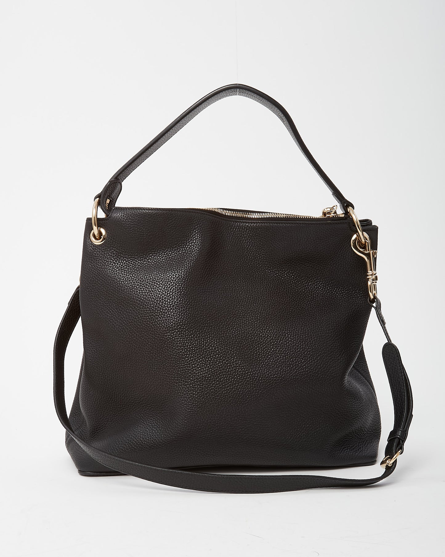 Gucci Black Pebbled Calfskin Large GG Soho Hobo Bag with Strap