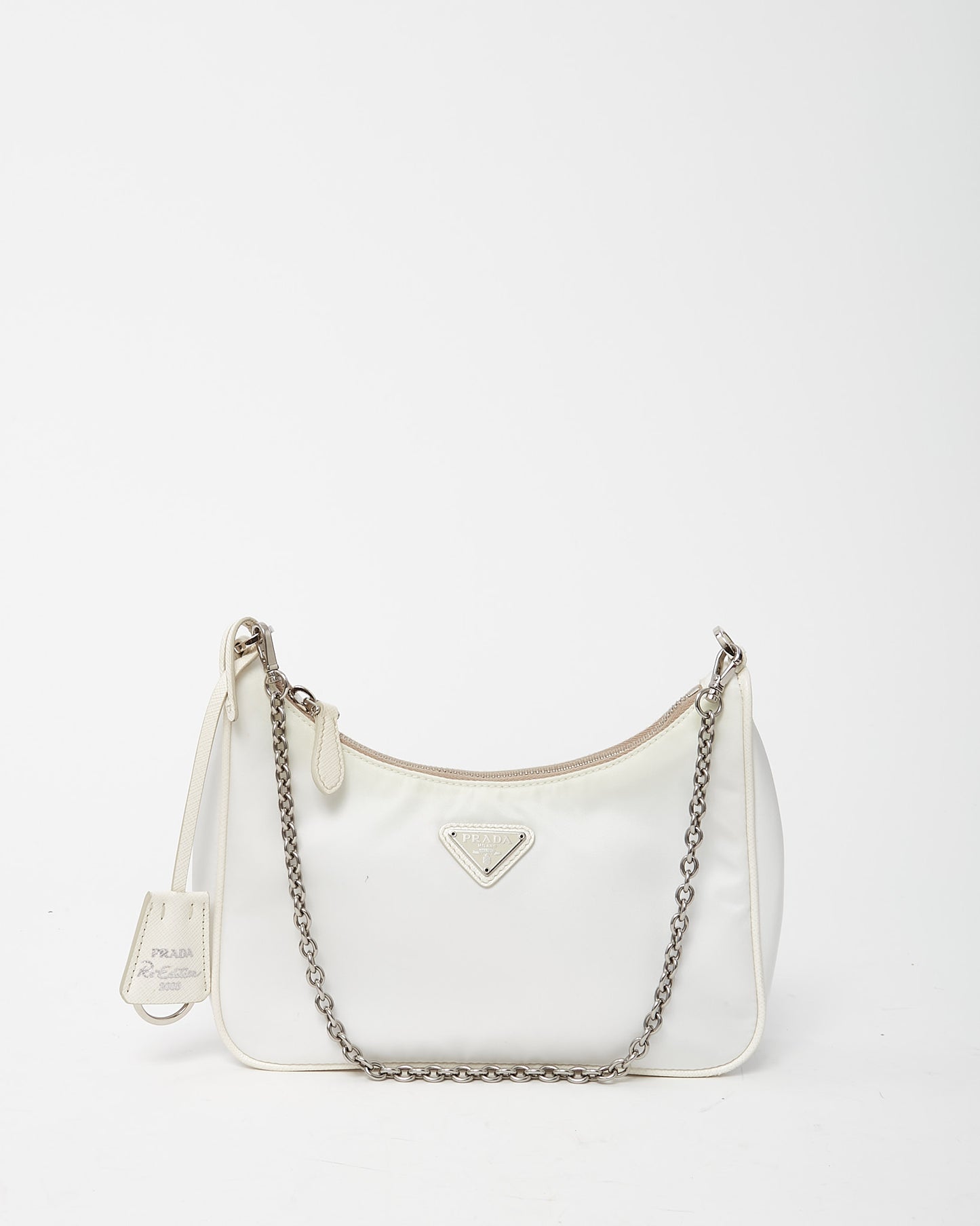 Prada White and Beige Re-Nylon 2005 Re-Edition Crossbody Bag