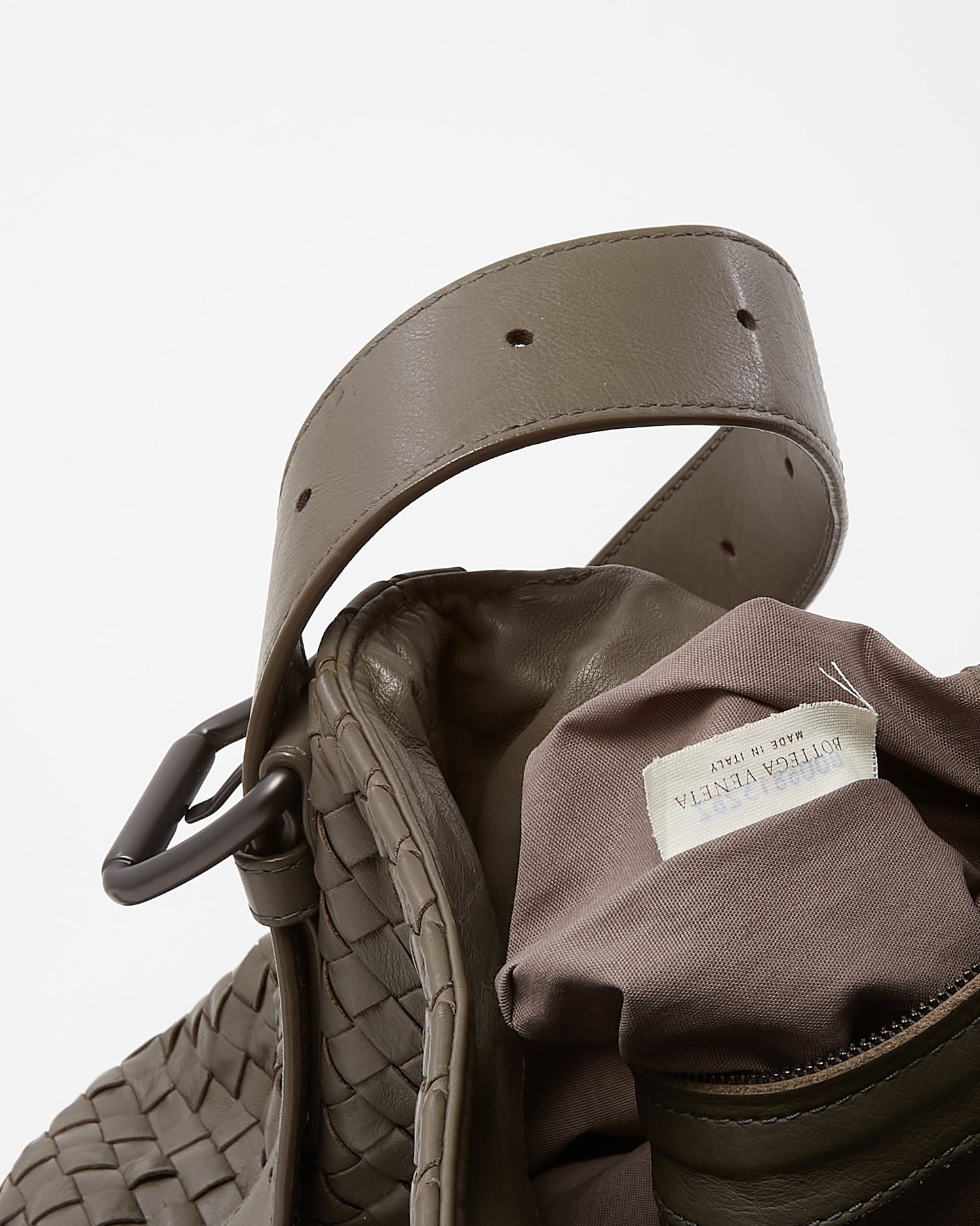 Bottega Veneta Vintage Grey Intrecciato Leather Messenger Crossbody Bag