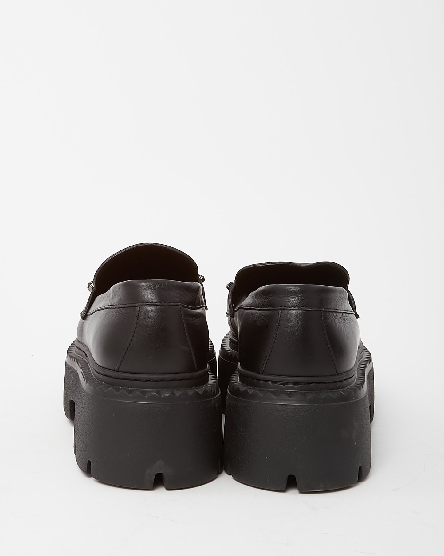 Jimmy Choo Black Leather Crystal Emebellished Bryer Loafers - 40