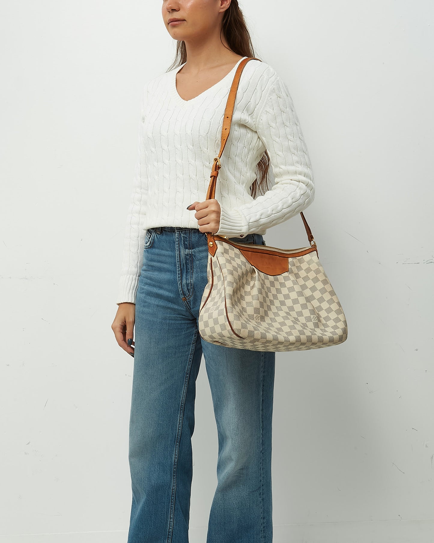 Louis Vuitton Damier Azur Coated Canvas Siracusa MM Crossbody Bag