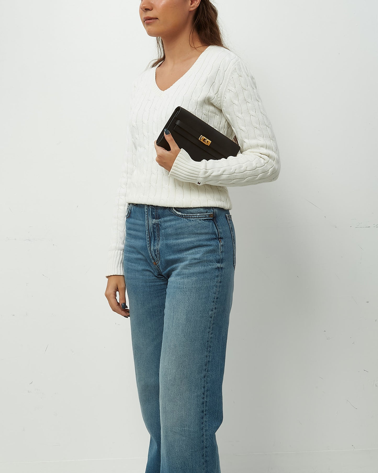 Hermès Black Epsom Leather GHW Kelly To Go Wallet Crossbody Bag