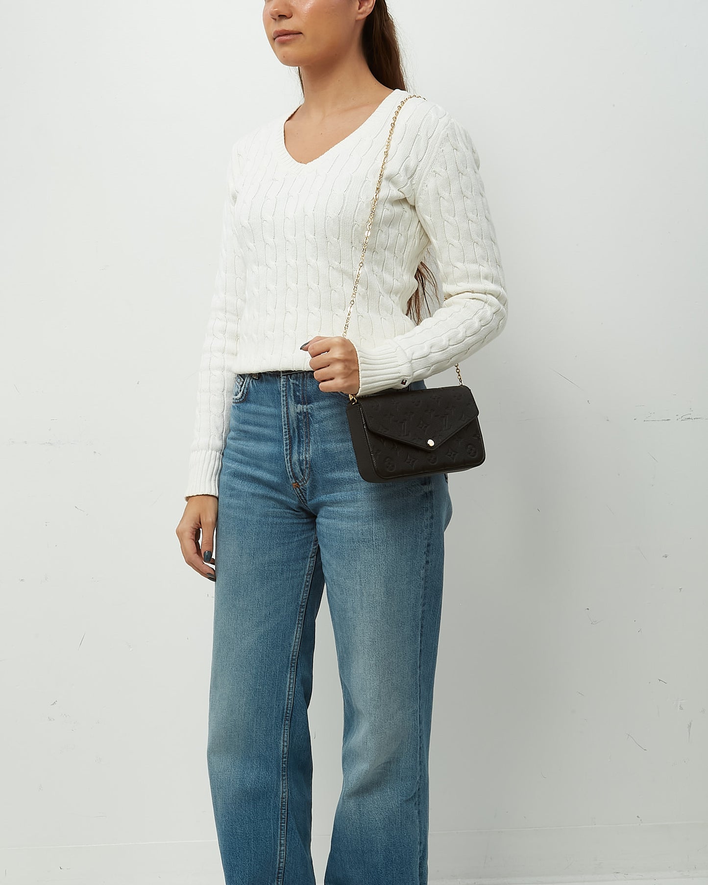 Louis Vuitton Black Monogram Empreinte Leather Felicie Pochette Bag