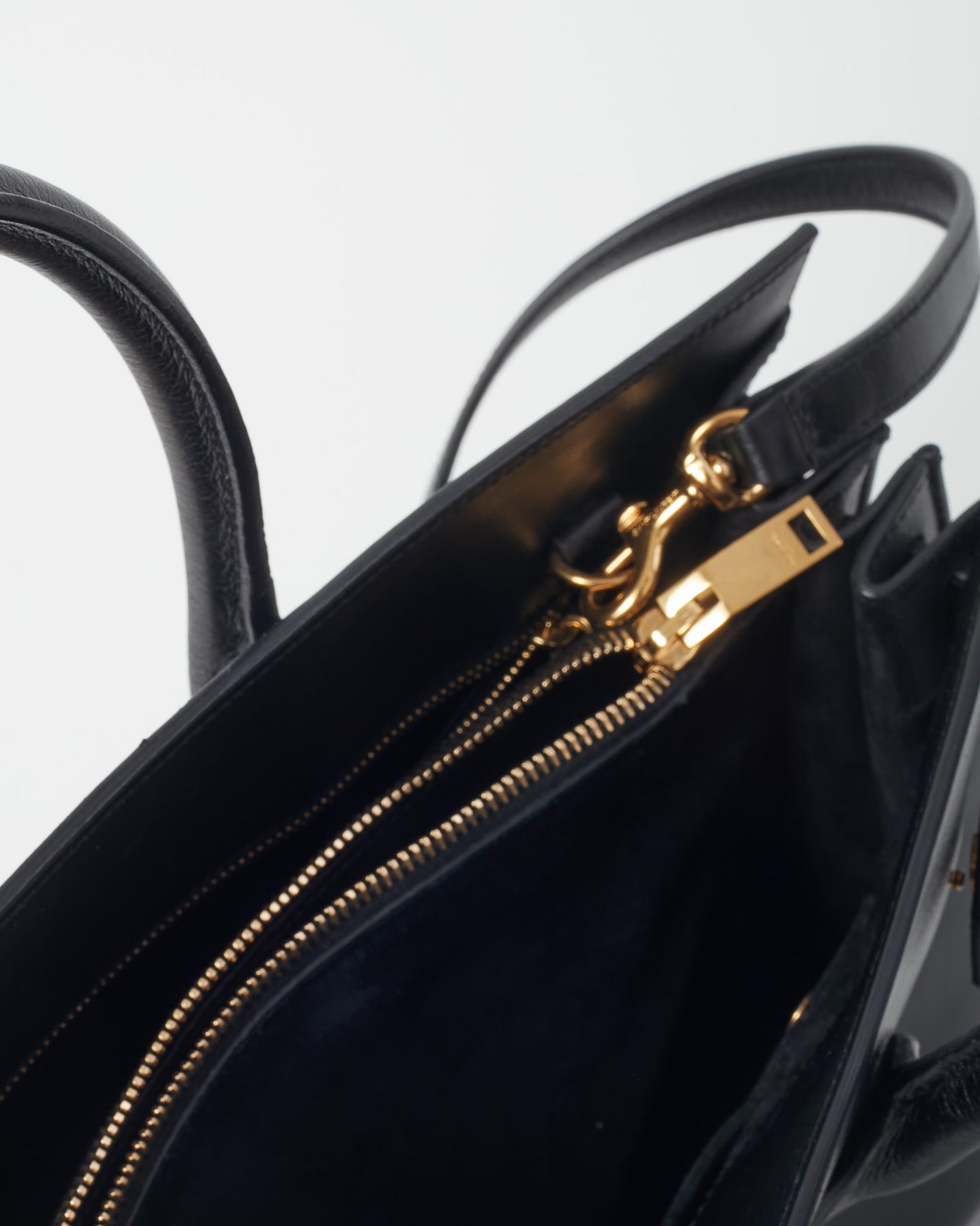 Saint Laurent Black Smooth Leather Small Sac De Jour Bag with Strap