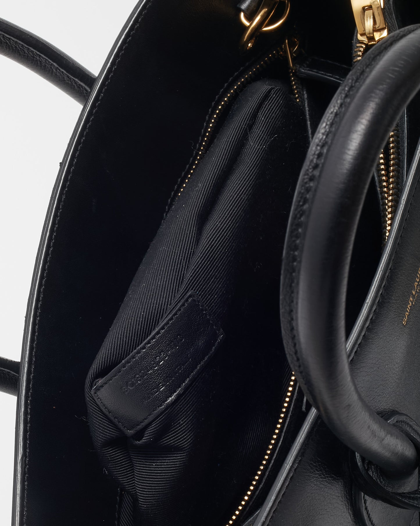 Saint Laurent Black Smooth Leather Small Sac De Jour Bag with Strap