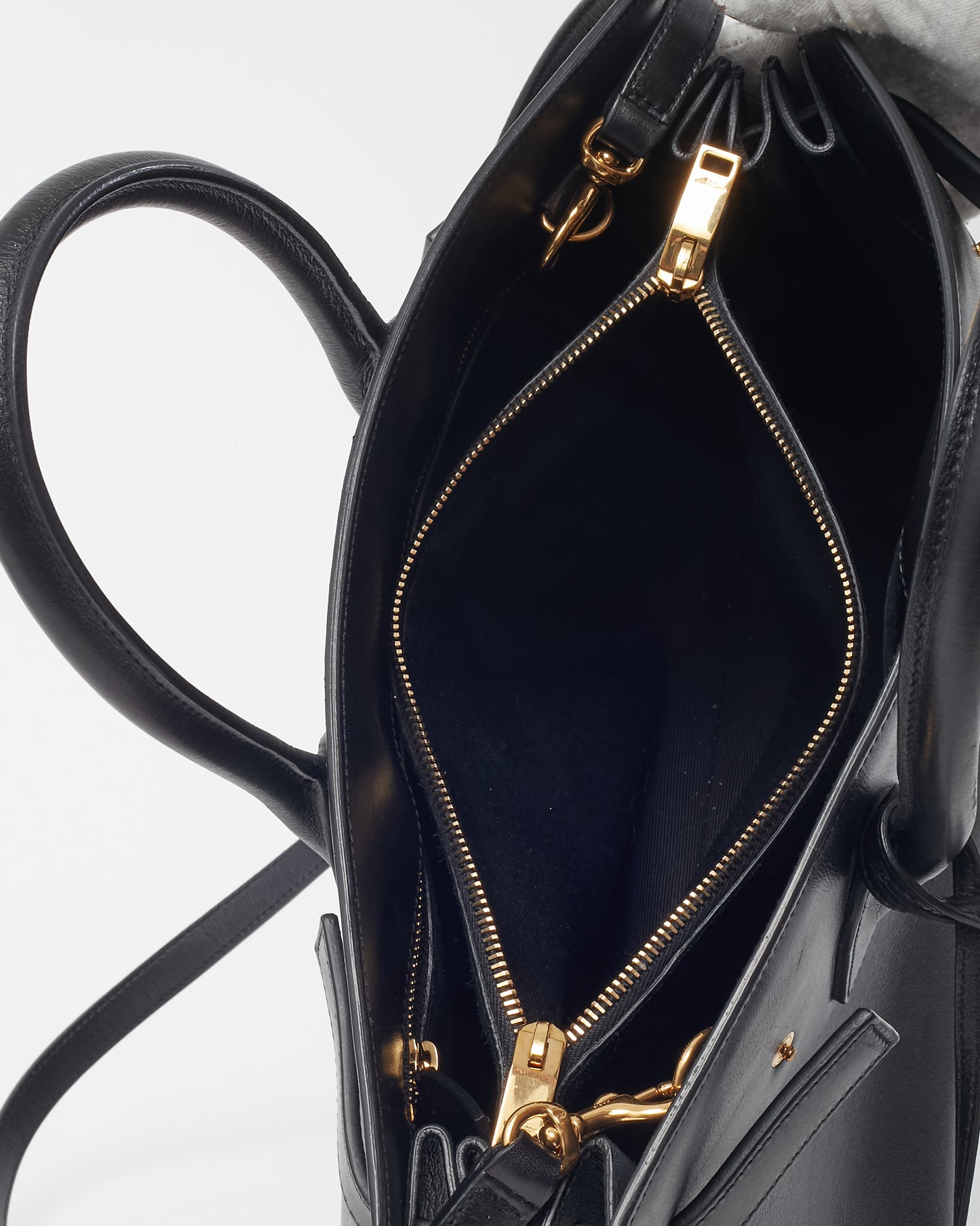 Saint Laurent Black Smooth Leather Small Sac De Jour Bag with Strap