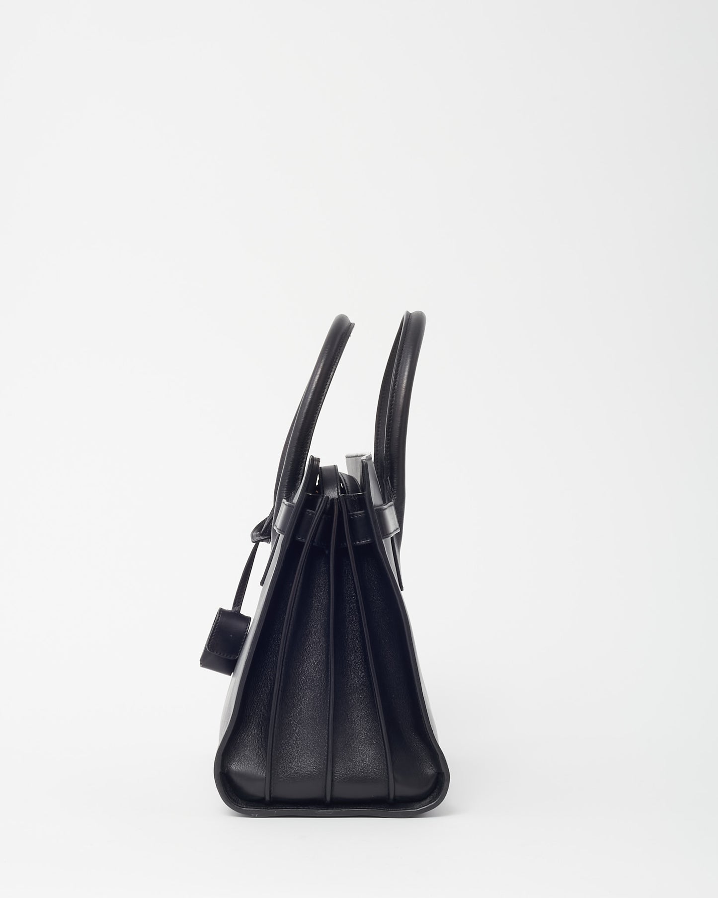 Saint Laurent Black Smooth Leather Small Sac De Jour Bag with Strap