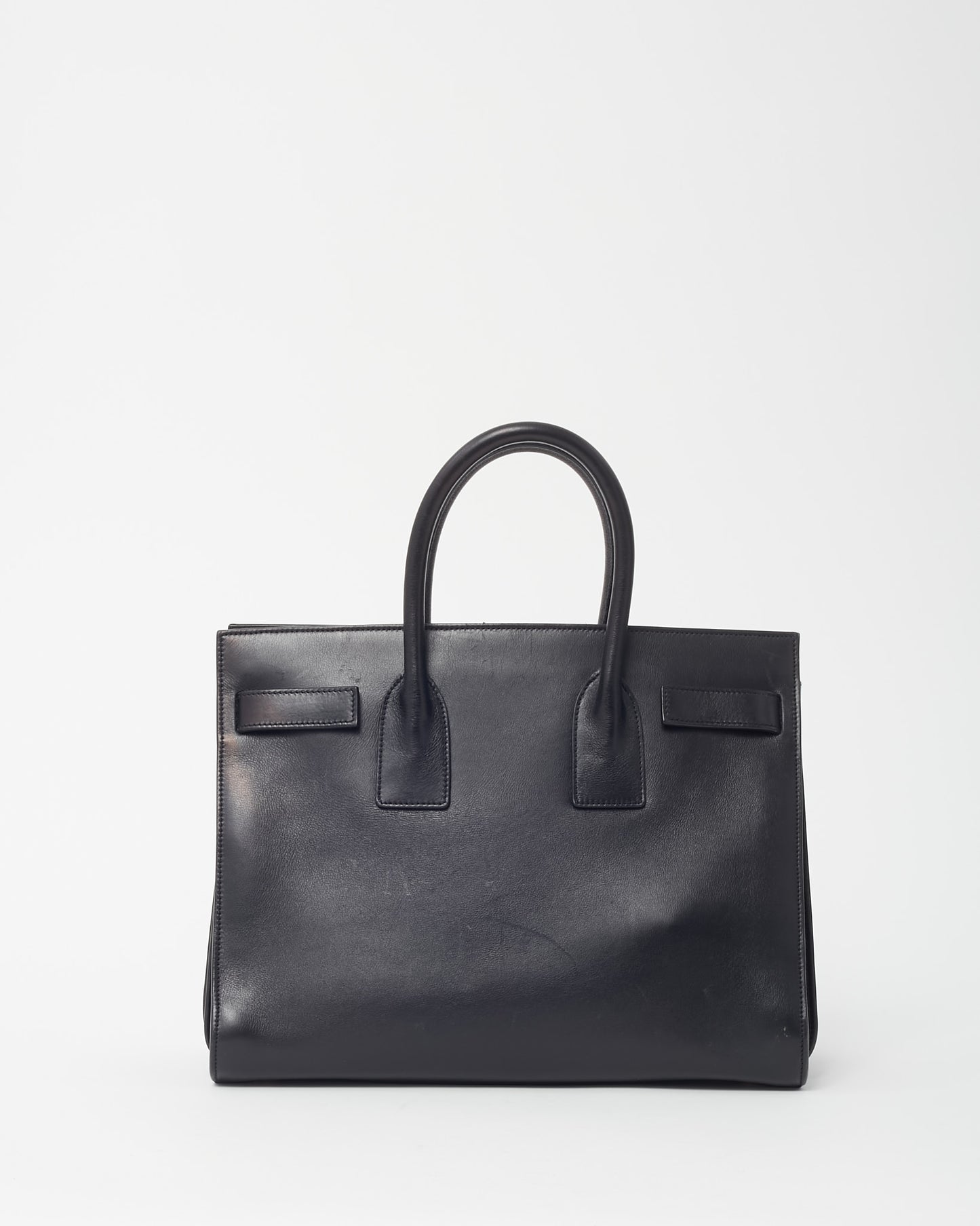 Saint Laurent Black Smooth Leather Small Sac De Jour Bag with Strap