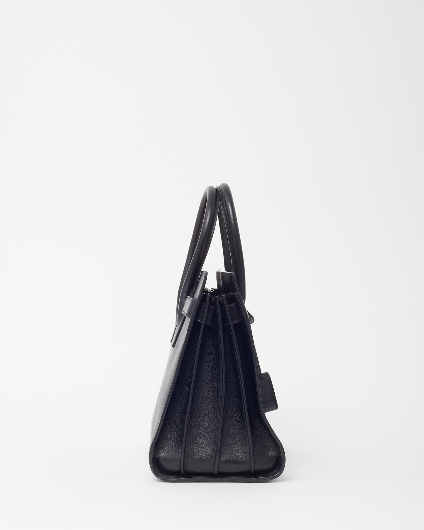 Saint Laurent Black Smooth Leather Small Sac De Jour Bag with Strap