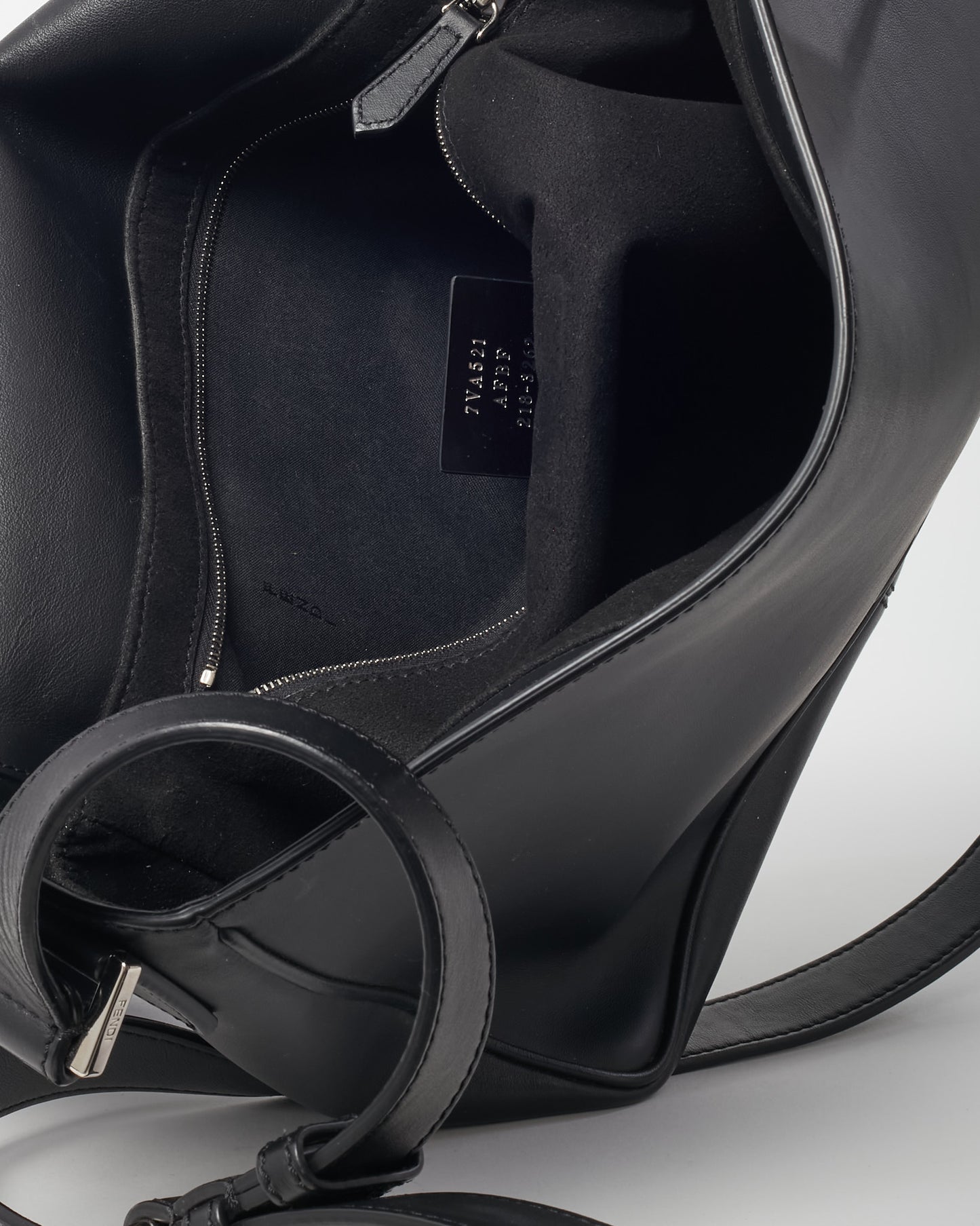 Fendi Black Leather FENDI Logo Embossed Messenger Bag