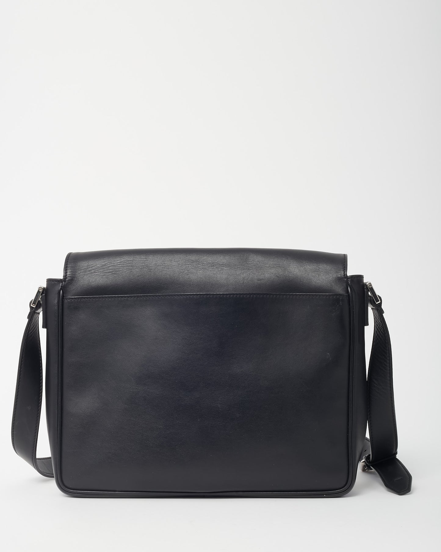 Fendi Black Leather FENDI Logo Embossed Messenger Bag