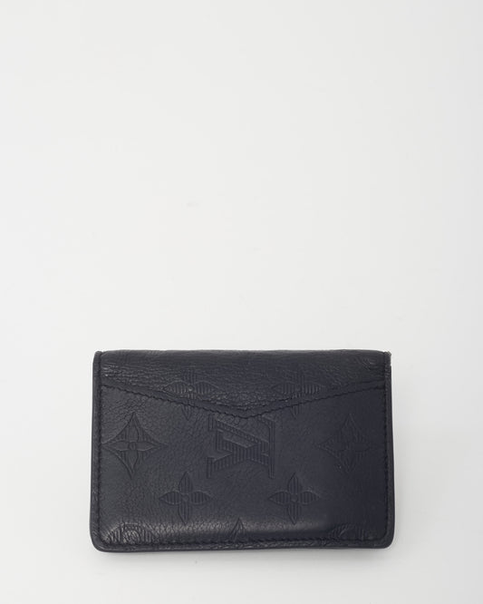 Louis Vuitton Black Monogram Shadow Calf Leather Pocket Organizer Wallet