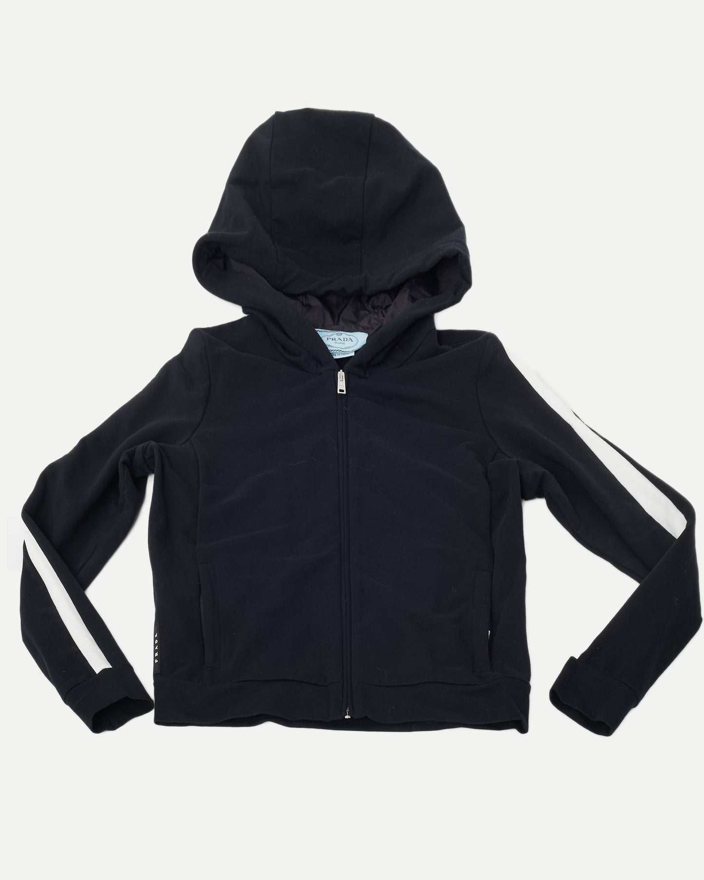 Survêtement Prada en coton noir avec logo à rayures blanches - Taille XL